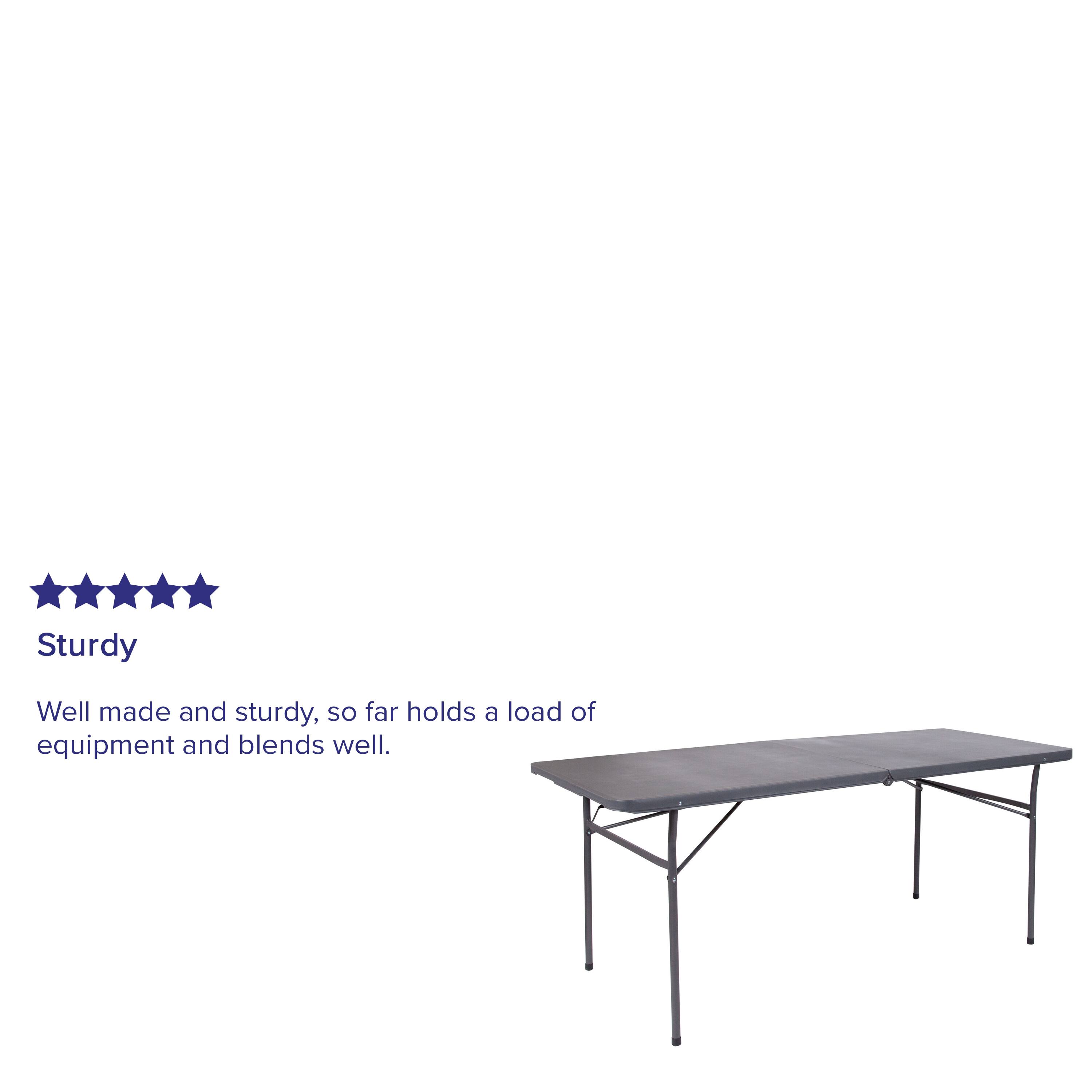 Alt View 14. Alamont Home - 6-Foot Bi-Fold Plastic Banquet and Event Folding Table with Carrying Handle - Dark Gray.