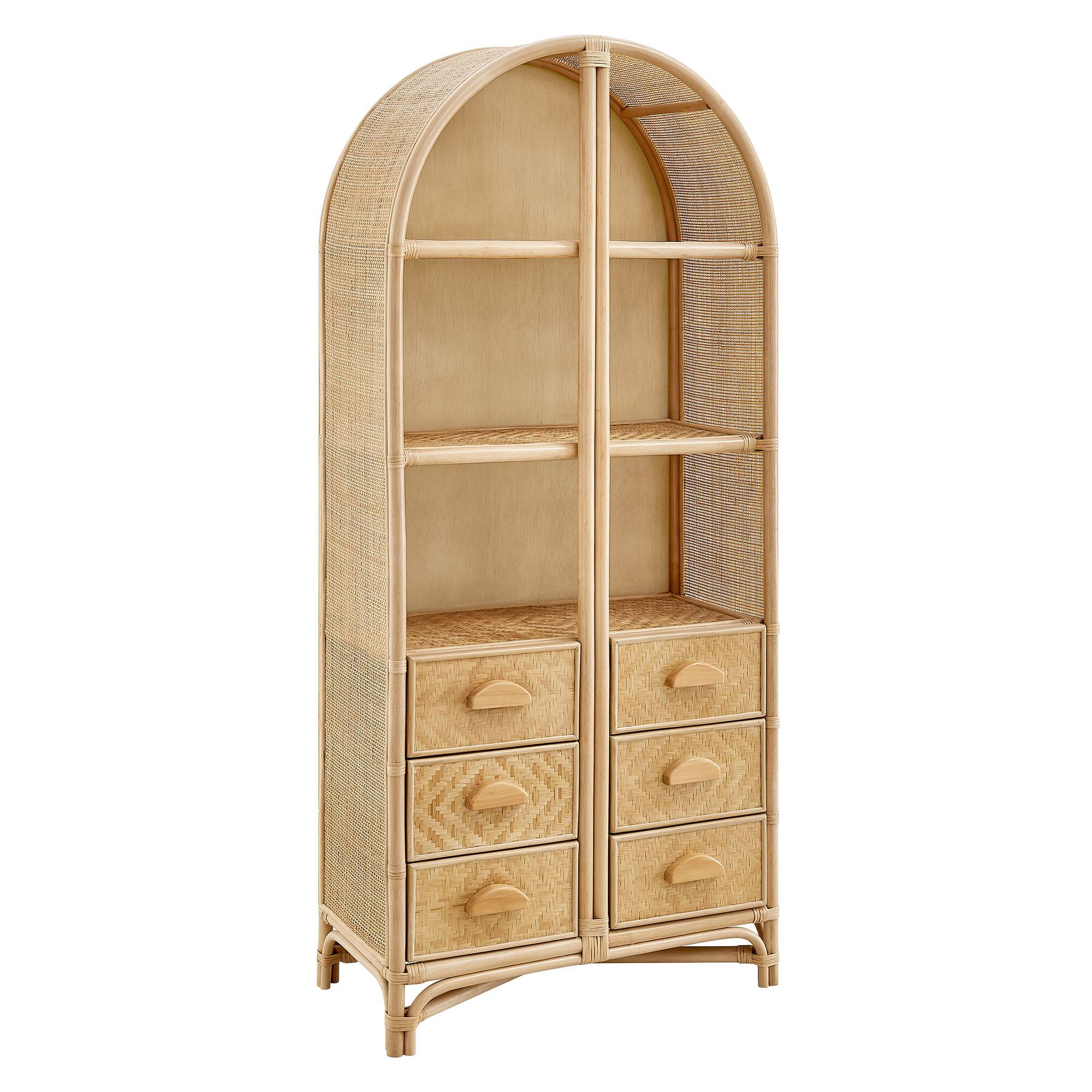 Angle. Modway - Jane 71 Inch Tall Arched Natural Rattan Bookshelf by Modway - Natural.