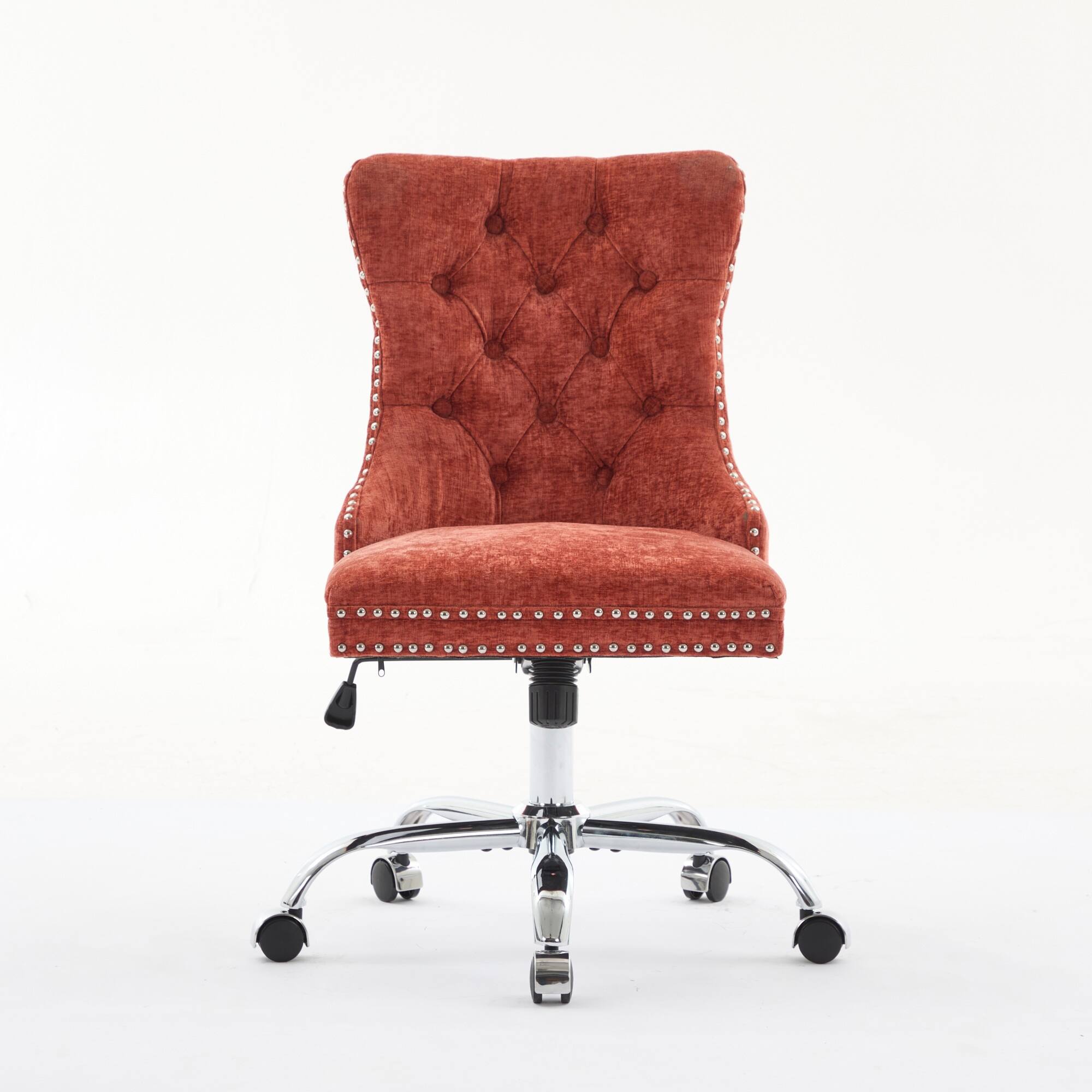 Alt View 6. Spaco - Spaco Office Chair, Executive Chair with Modern Chenille, Tufted Button, Chrome Base, Adjustable Swivel, for Home Office - Orange.