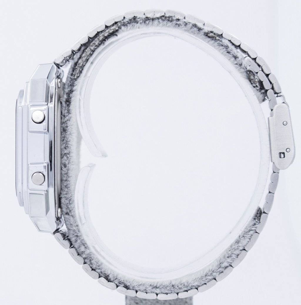 Left. Casio - Illuminator Digital Alarm Chrono Dual Time A178WA-1ADF A178WA-1A Mens Watch Stainless Steel - Silver.