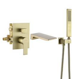 Boyel Living - Single-Handle Wall Mount Roman Tub Faucet with Hand Shower - Brushed Gold