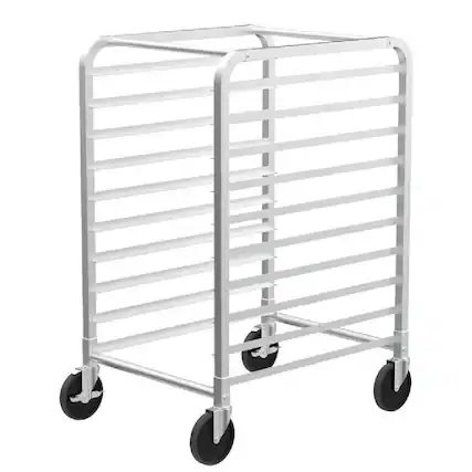 Front. Winado - 10 Tier Stainless Steel Bakery Rack Hold up to 10 Full or 20 Half Size Bun Pans for Restaurant & Commercial Kitchen Use - Silver.