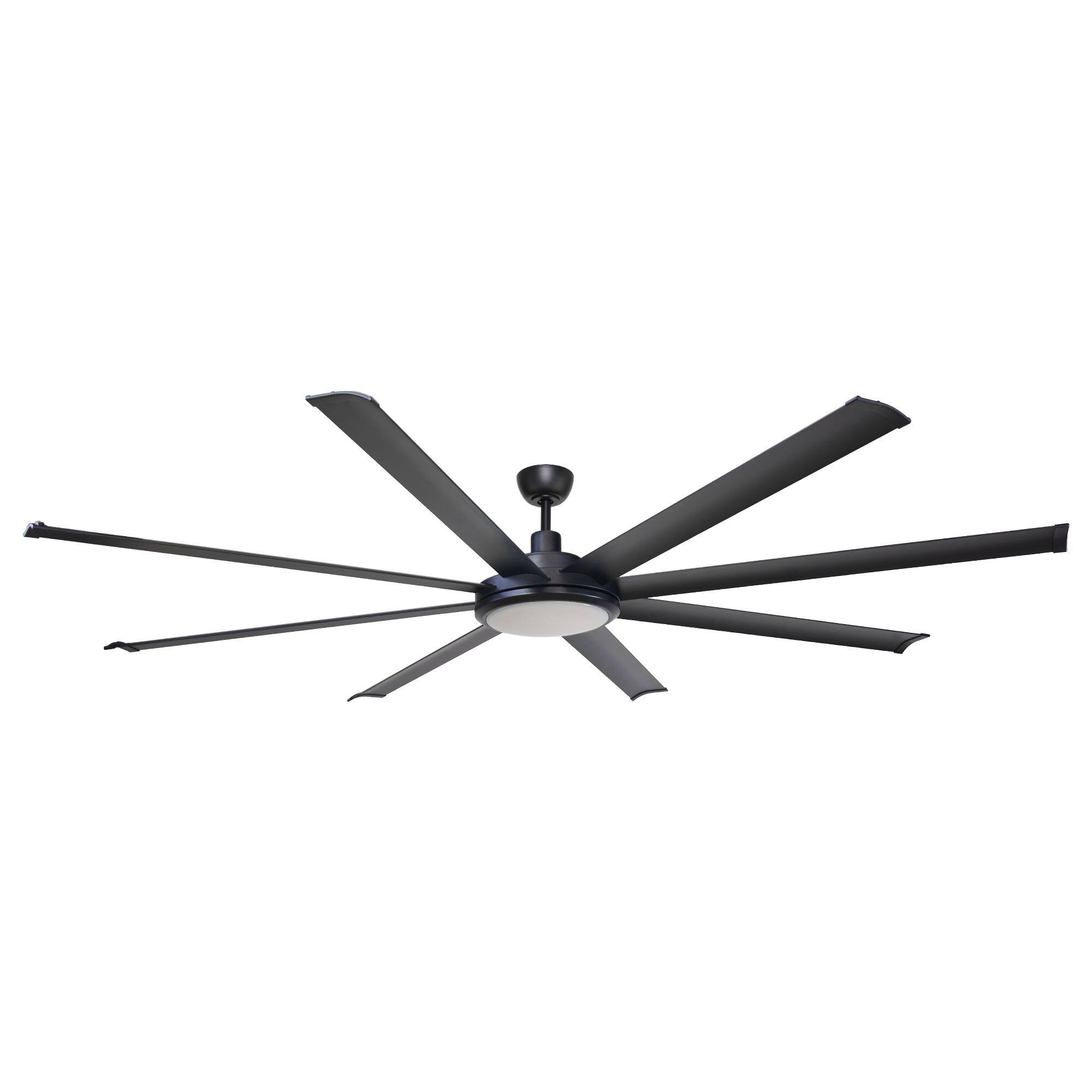 Alt View 5. Parrot Uncle - 75-inch Black Industrial Extra Large Commercial HVLS LED Ceiling Fan with 8 Aluminum Blades and Remote Control - Black.