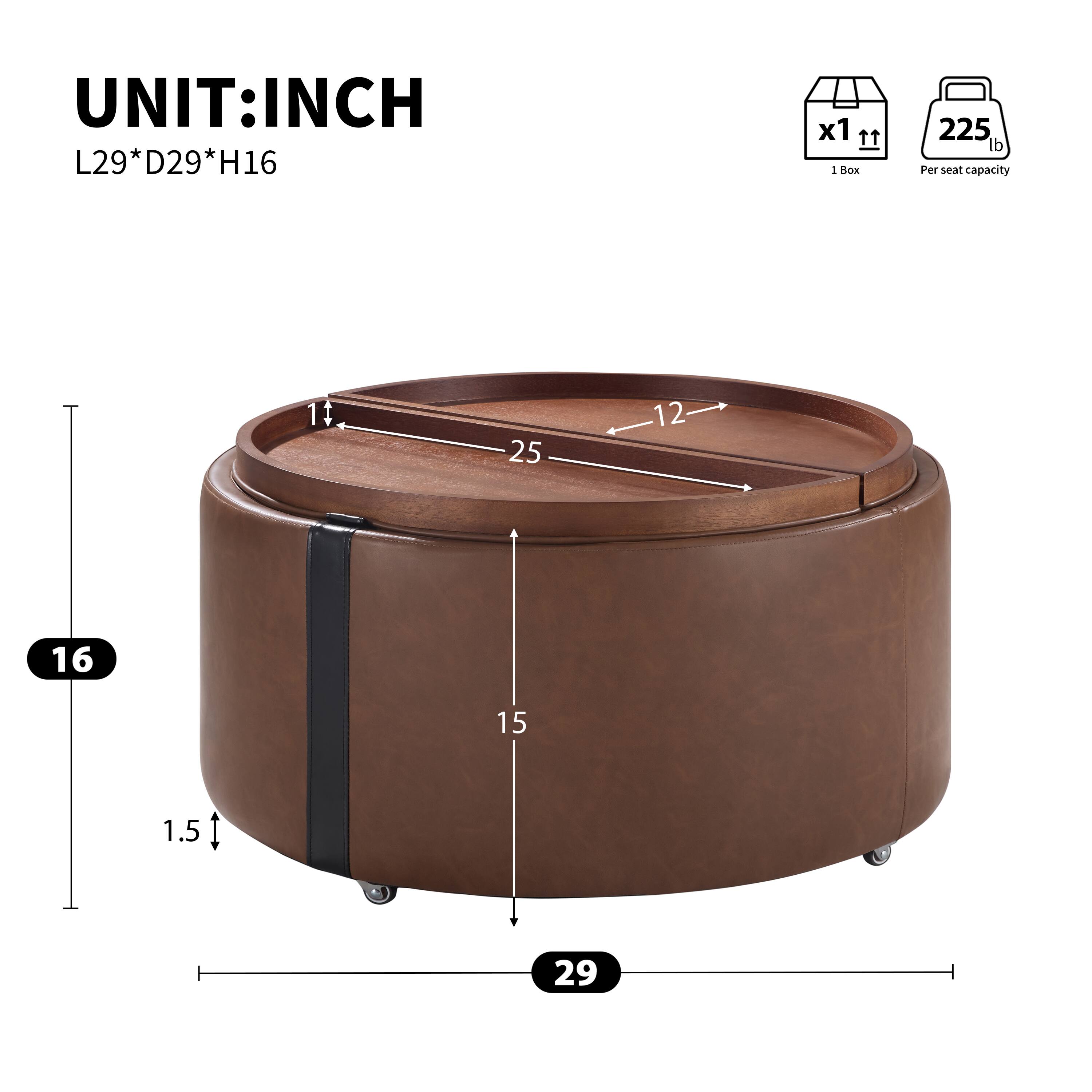 UNIT: INCH  
L29* D29* H16  
1 Box  
225 lb Per seat capacity  
11  
25  
12  
16  
15  
1.5  
29