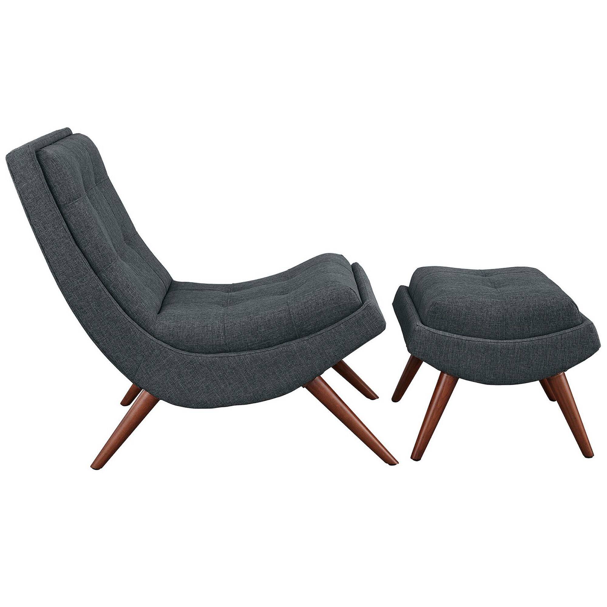 Left. Modway - Ramp Upholstered Fabric Lounge Chair Set by Modway - Gray.