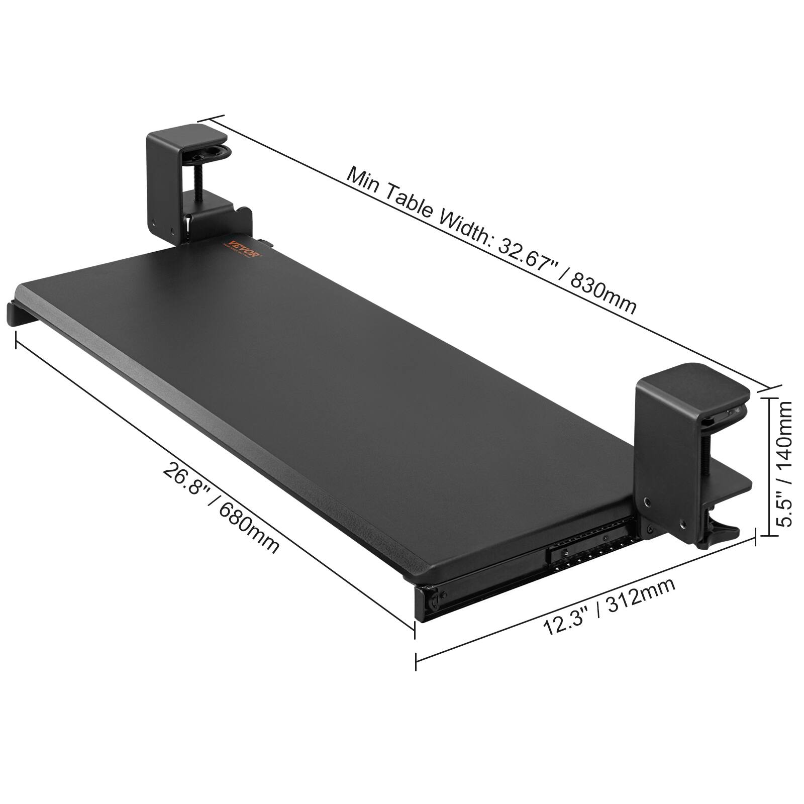 HETON Min Table Width: 32.67" | 830mm  
26.8" | 680mm  
170 | 312mm  
31 12.3" 140mm / 5.5"