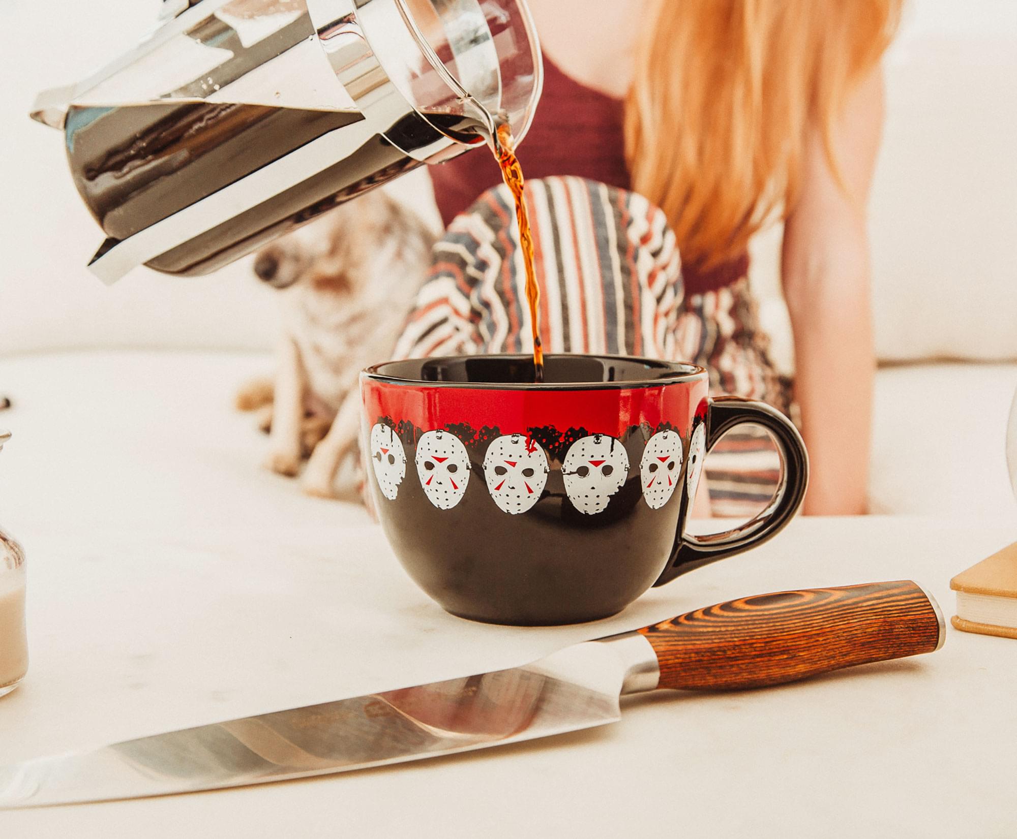 Alt View 1. Silver Buffalo - Friday the 13th Jason Mask Legacy Ceramic Soup Mug | Holds 24 Ounces - Black.