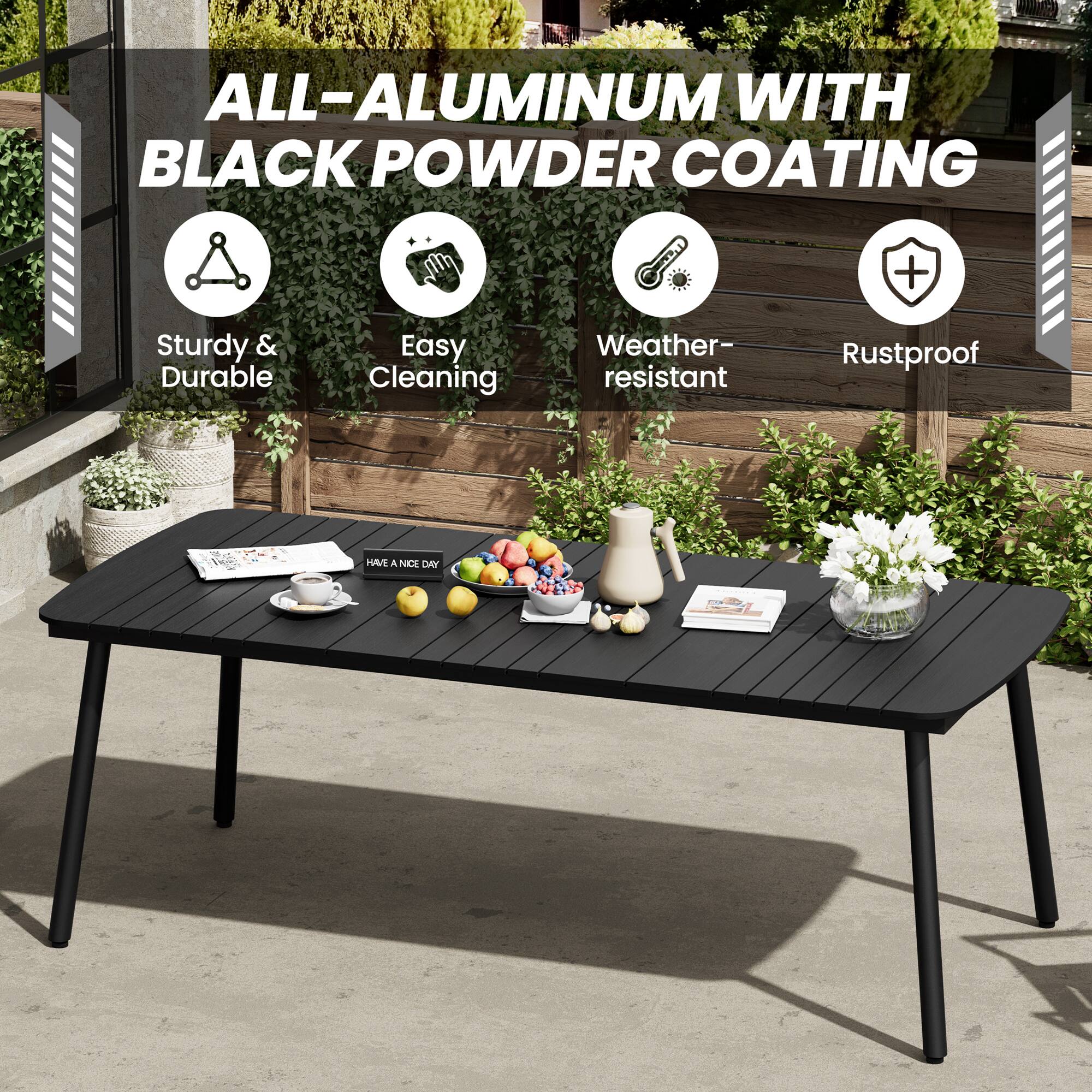 ALL-ALUMINUM WITH BLACK POWDER COATING

- Sturdy & Durable
- Easy Cleaning
- Weather-resistant
- Rustproof