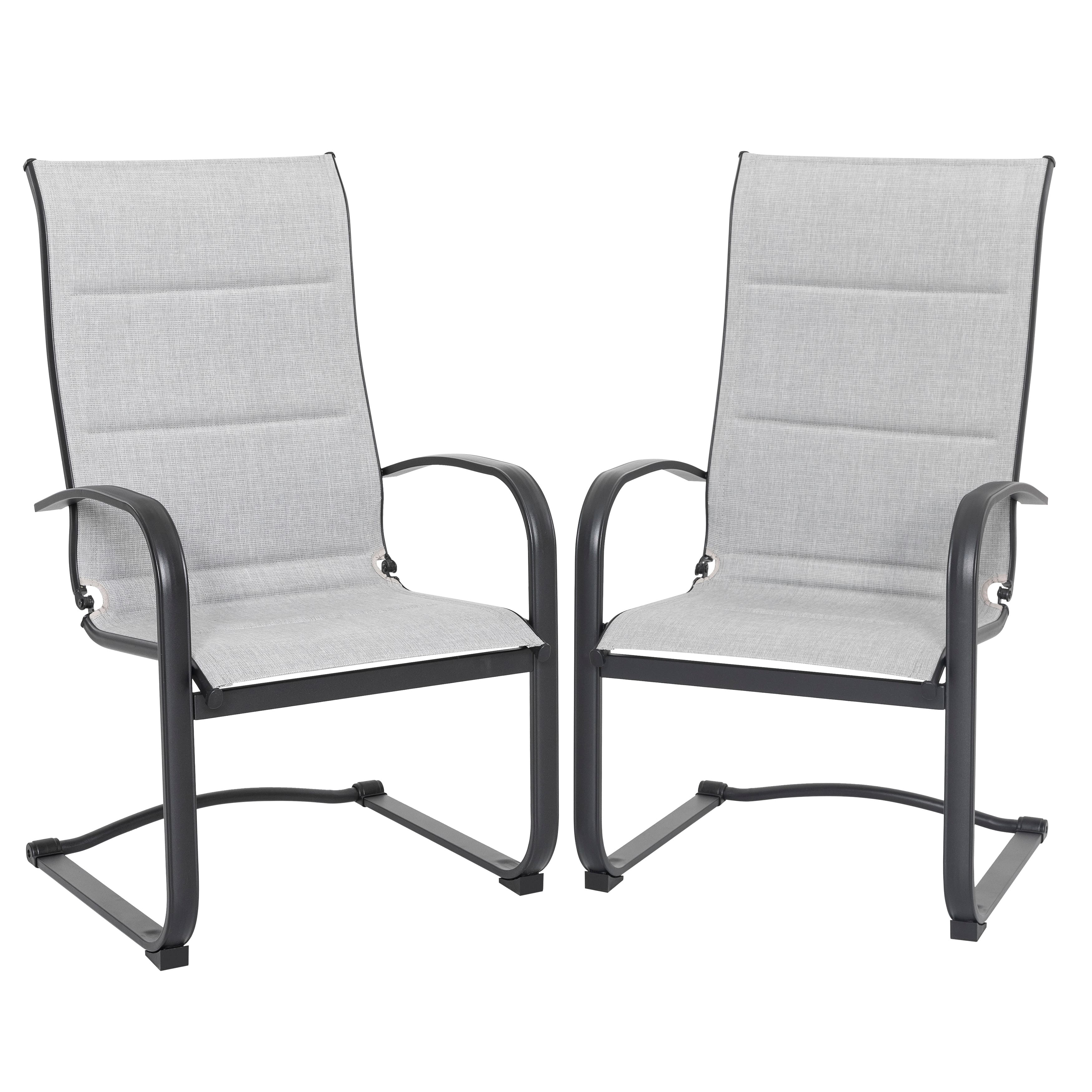 Nuu Garden - Textilene Patio Dining Chair Set of 2, Powder-coated Iron Frame - Black and Gray