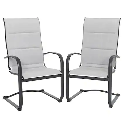 Front. Nuu Garden - Textilene Patio Dining Chair Set of 2, Powder-coated Iron Frame - Black and Gray.