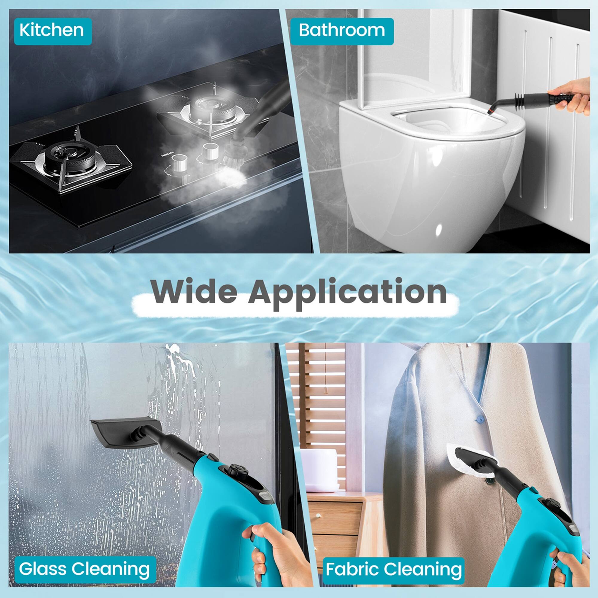 - Kitchen
- Bathroom
- Wide Application
- Glass Cleaning
- Fabric Cleaning
