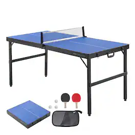VEVOR - Ping Pong Table, Mid-Size Table Tennis Game, Indoor MDF Table Tennis Table, Foldable Portable Complete Ping Pong Table - Blue