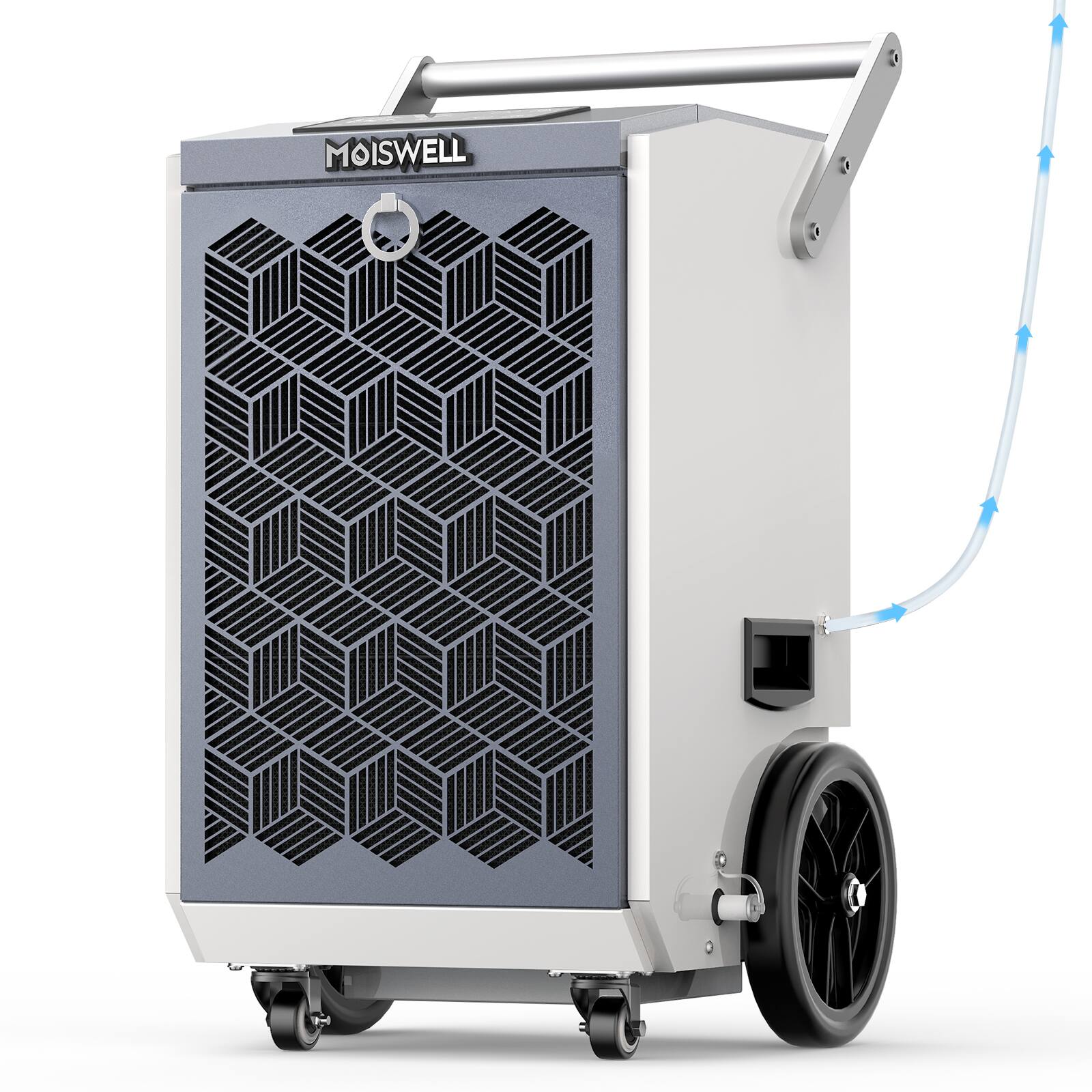 Front. Moiswell - Moiswell 160 Pints Commercial Dehumidifier with Pump Moisture Control for Basement, Industry Water Damage Unit - White & Gray.