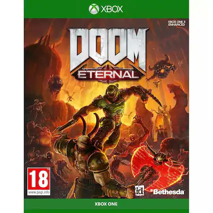 XBOX XBOX ONE X ENHANCED DOOM ETERNAL The 18 www.pegi.info id Bethesda XBOX ONE - M (Mature 17+)