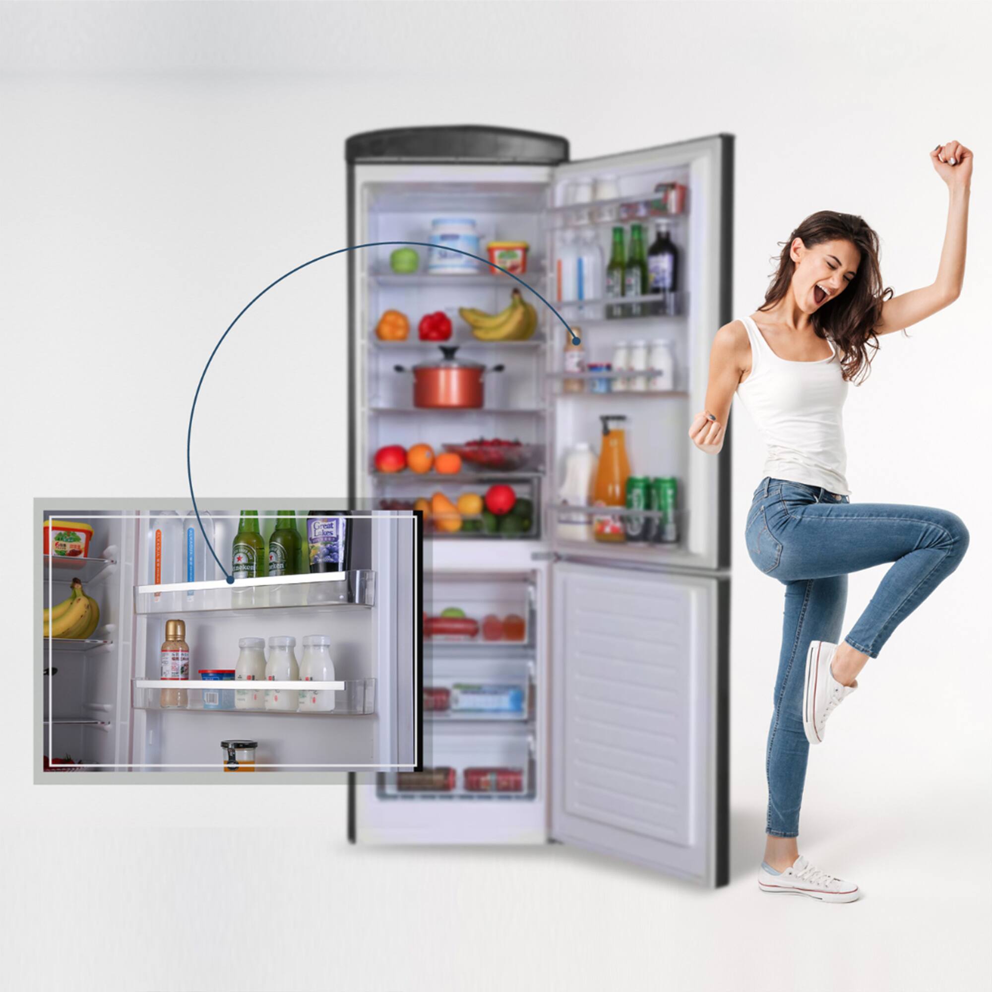 Alt View 1. Conserv - Conserv 24in RETRO BOTTOM MOUNT 11cf Refrigerator Fast Freeze 110V - Black.