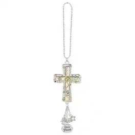 Ganz - Cross and Gold Have Faith Cross Car Charm 7 inch with Chain - Silver