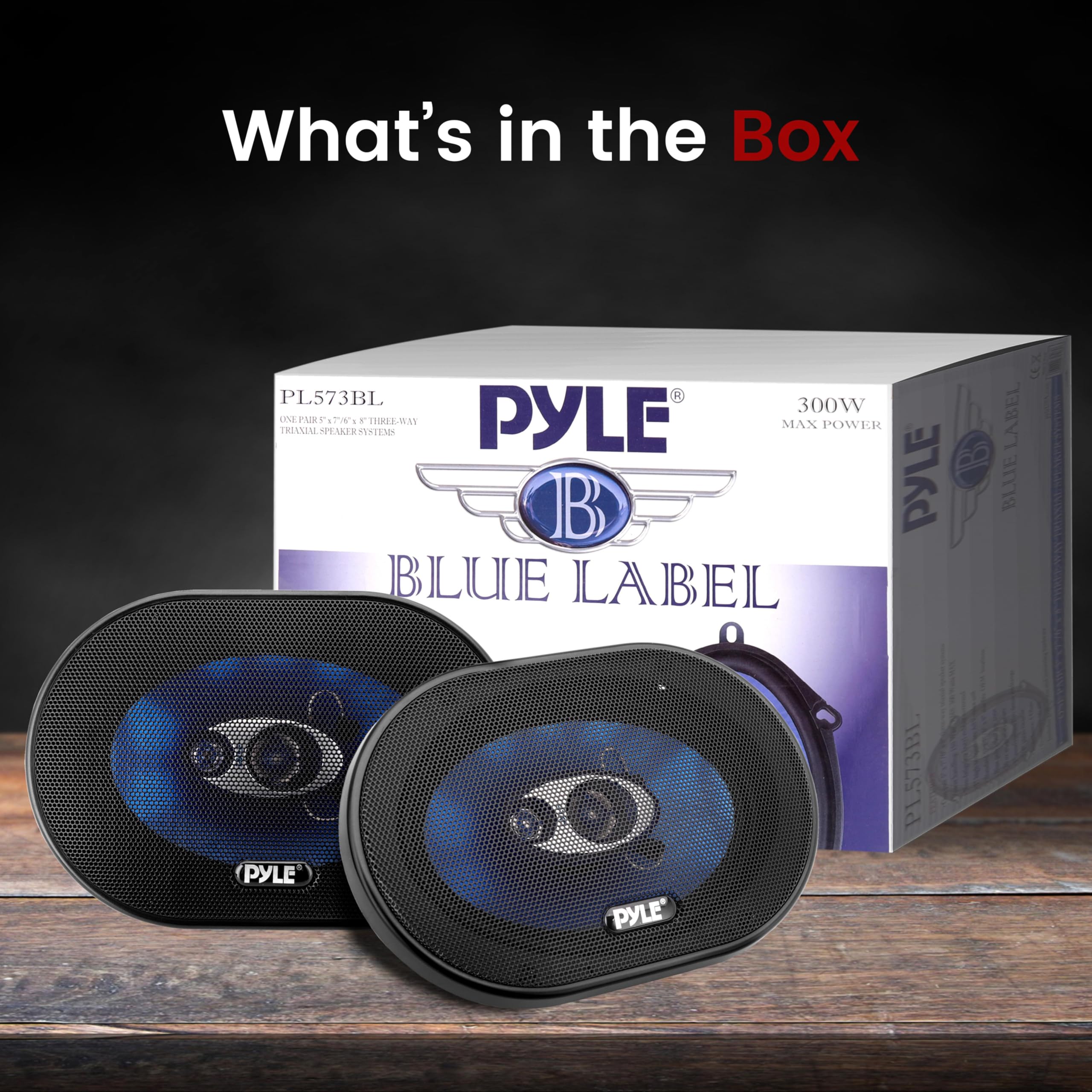 What's in the Box: Pyle PL573BL 300W Max Power Blue Label Speaker System.
