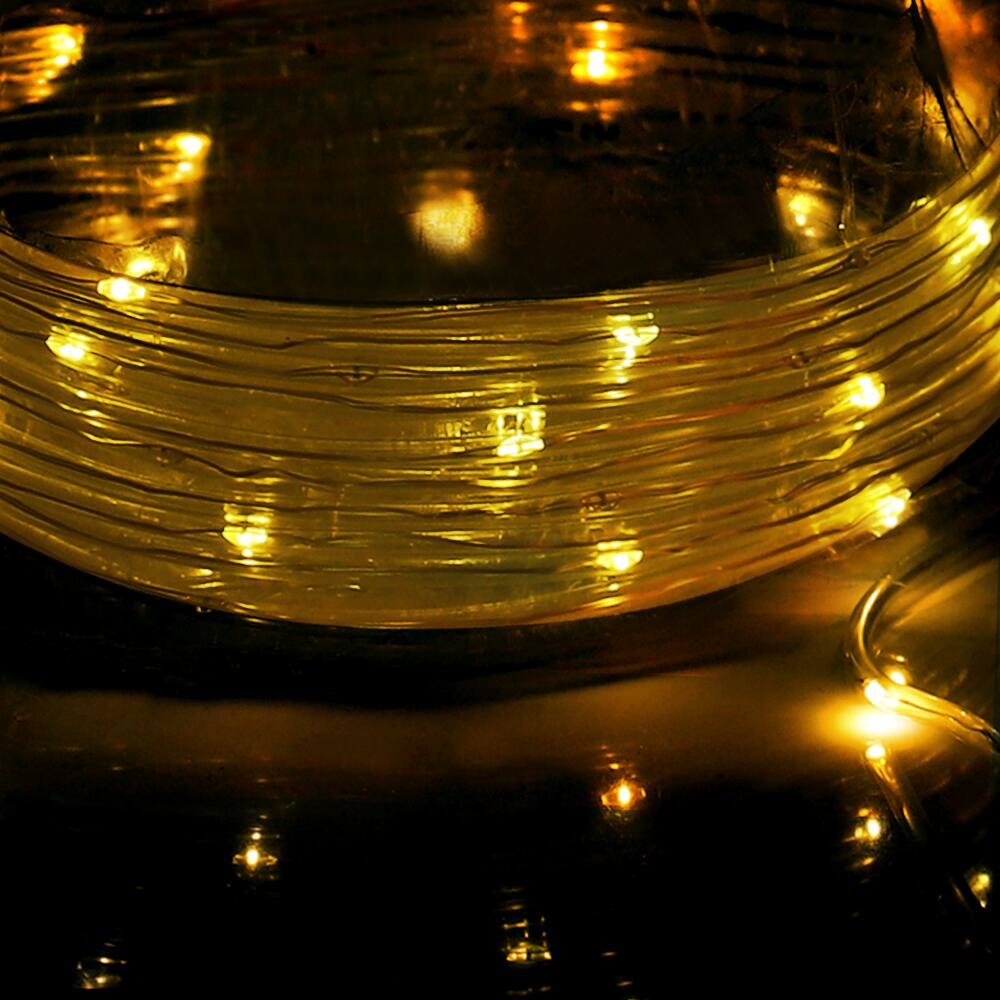 Angle. Oumilen - Solar Outdoor Rope Lights with Remote – 8 Modes Warm White LED Waterproof Tube Lights for Garden.