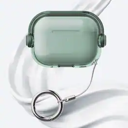 Dteck - For Airpods Pro 3rd Gen (2025) Slim Fit Clear Kickstand Shockproof Drop Protection Case With Anti-Loss Ring - Green