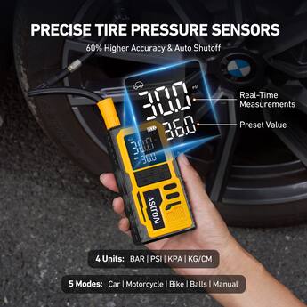 Umaogus Tire Inflator Portable Air Compressor – Rechargeable 12V 150 PSI Cordless Smart Pump With LED Light, Pressure Gauge & USB Charging For Car, Bikes, Motorcycles & Balls