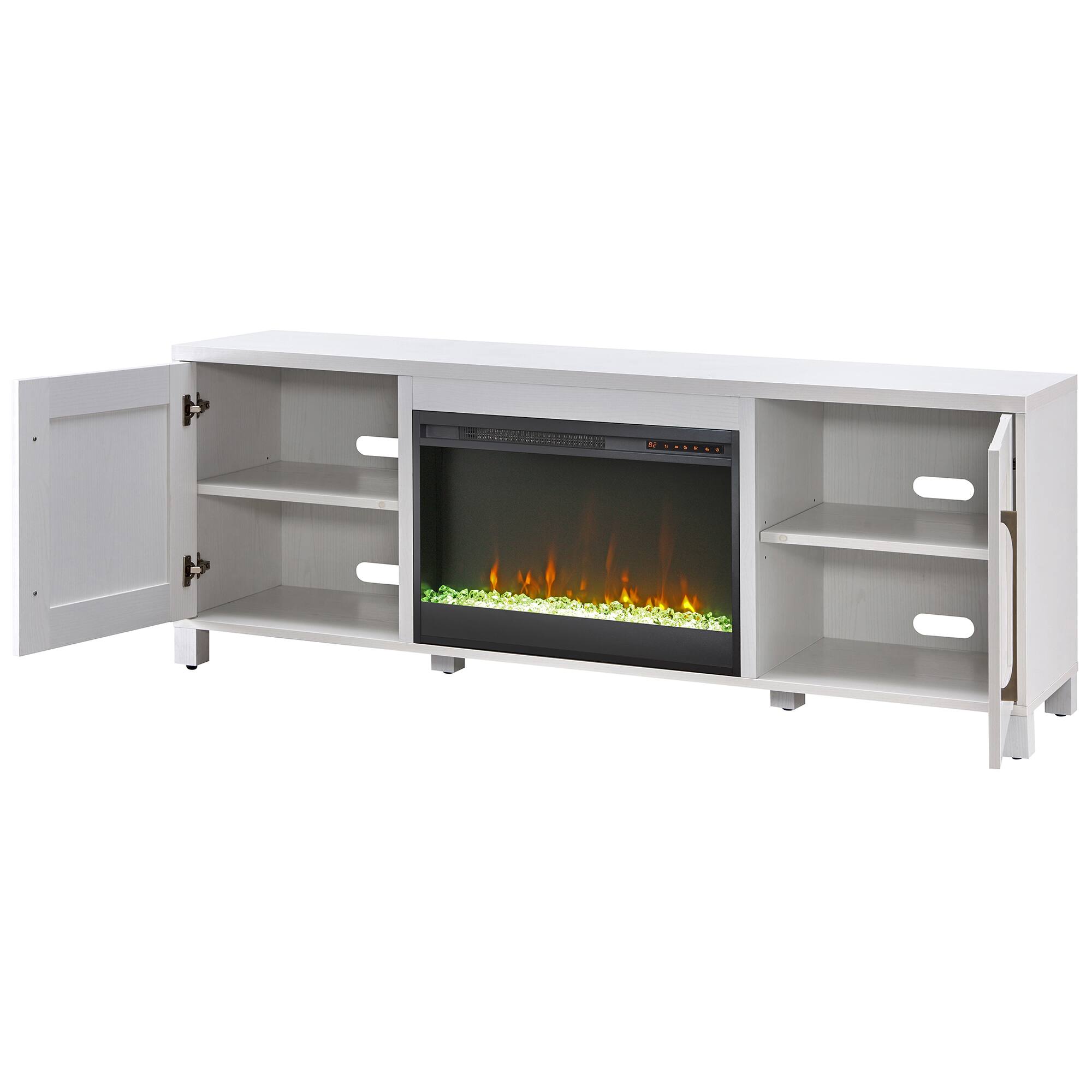 Alt View 15. Henn & Hart - Chabot Crystal Fireplace TV Stand for TVs up to 75" - White.