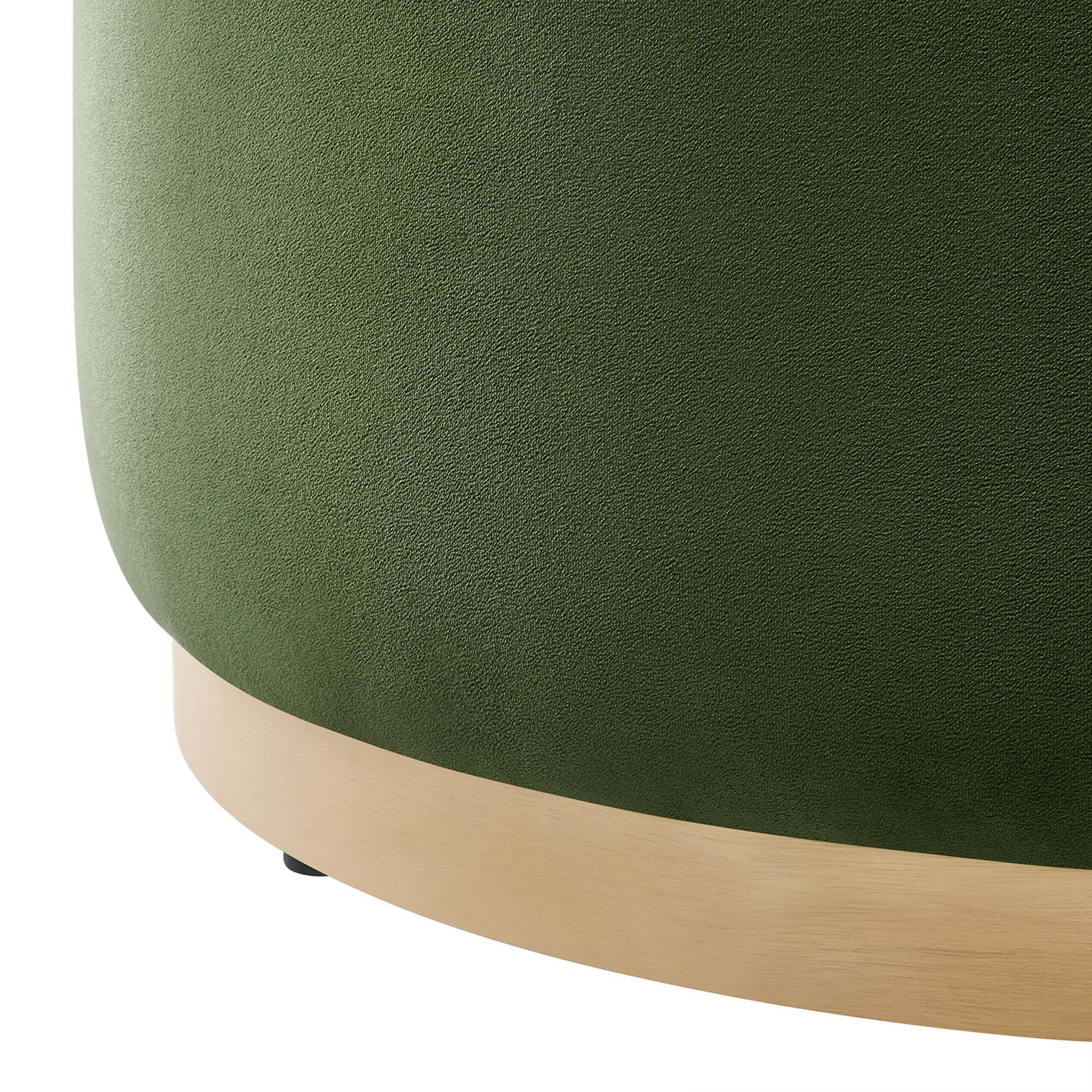 Alt View 3. Modway - Tilden Large 29" Round Performance Velvet Upholstered Ottoman by Modway - Moss Green Natural.