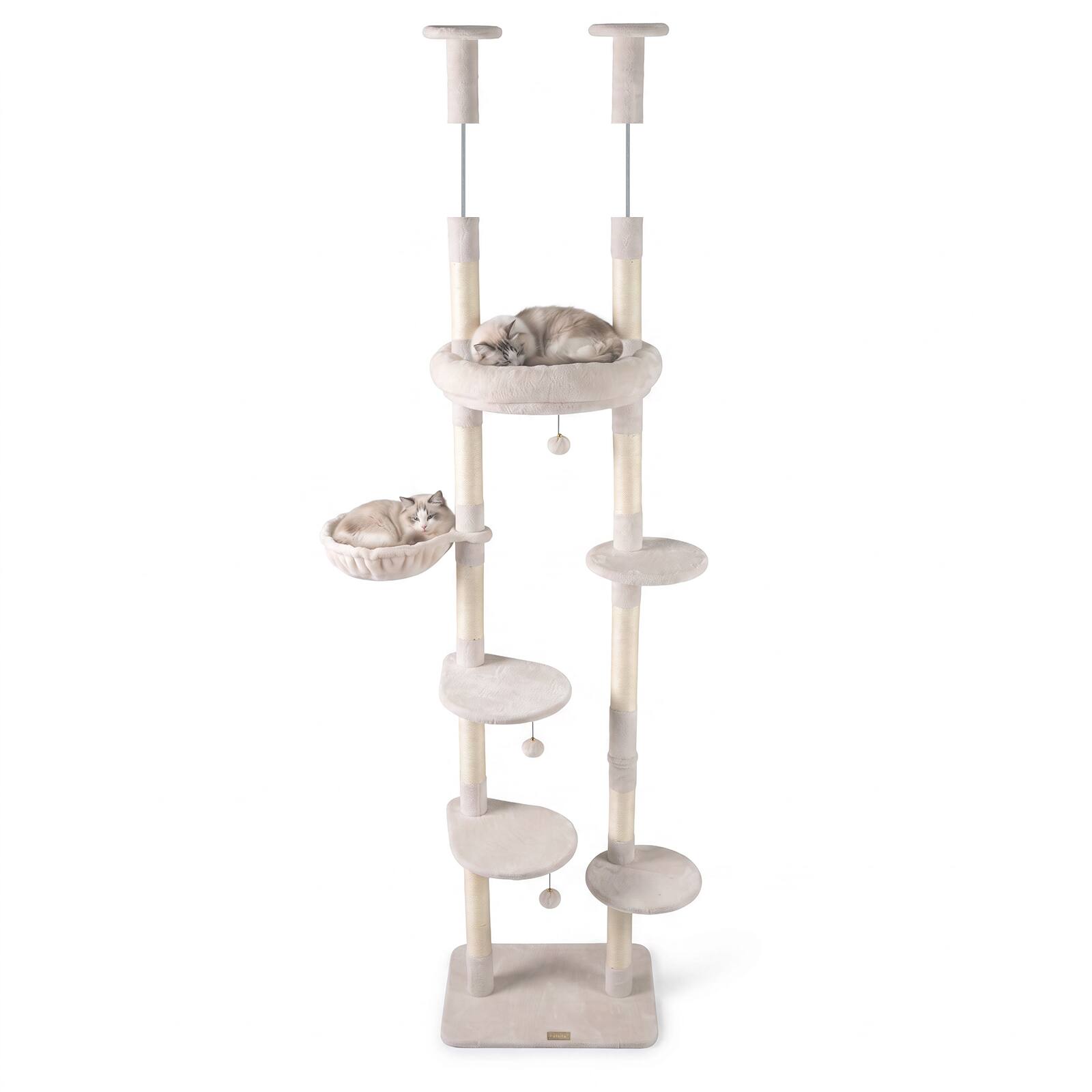 Alt View 8. Gymax - Gymax 6-tier Floor to Ceiling Cat Tree w/Plush Bed Hammock Sisal Scratching Posts Beige.