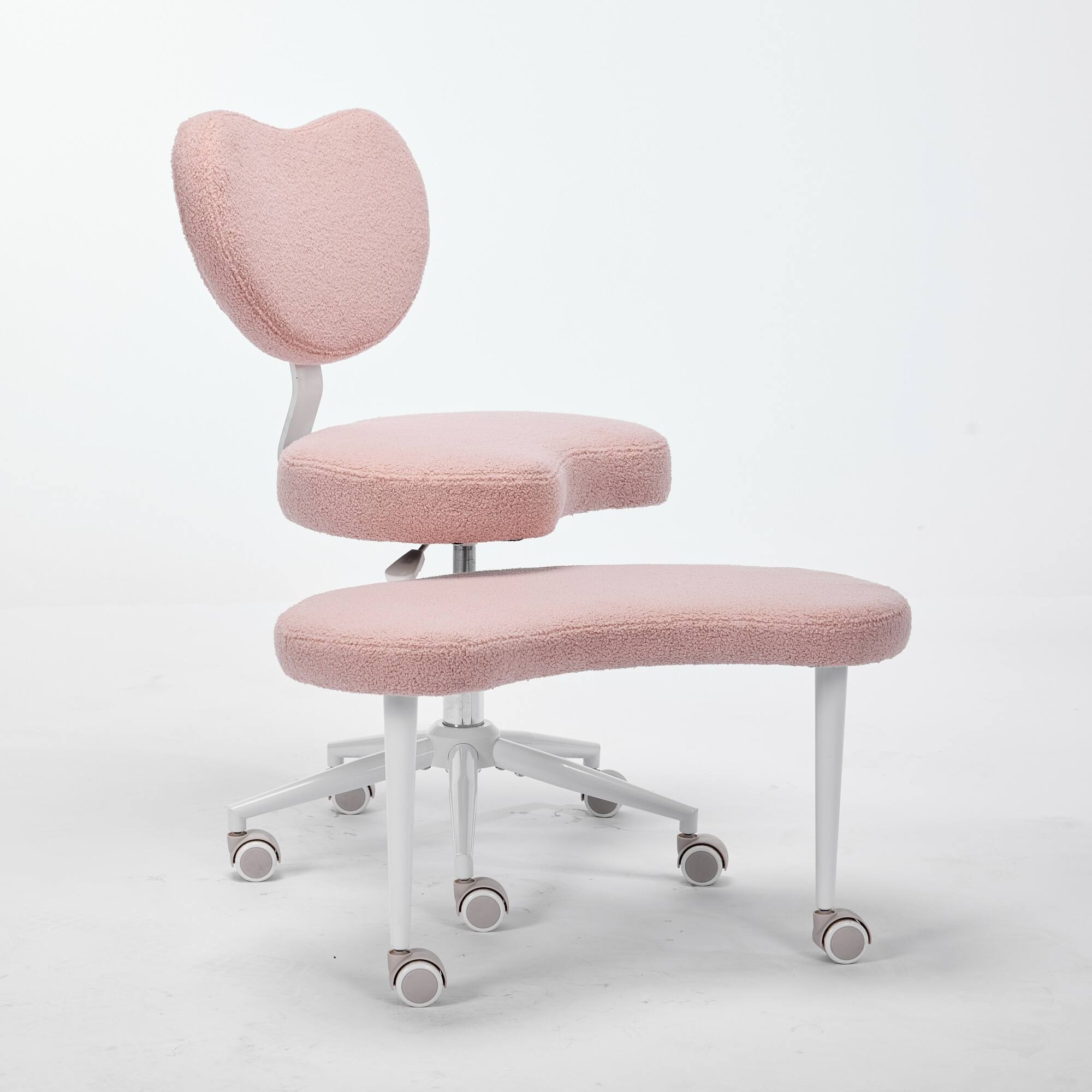 Angle. Forest'nSky - Adjustable Cross-Legged Meditation Chair with Wheels & Lumbar Support,Pink - Pink.
