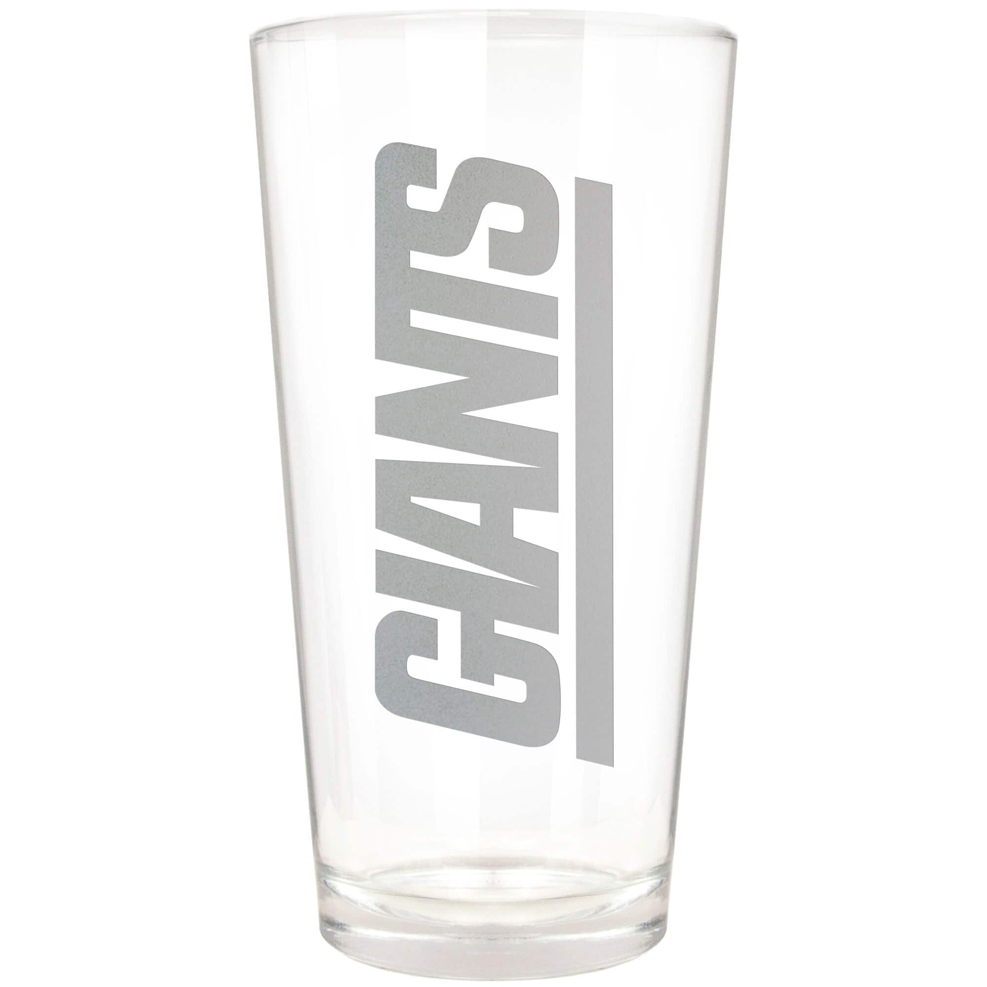 Front. Great American Products - New York Giants Etched 16oz. Vertical Rally Cry Pint Glass - Multicolor.
