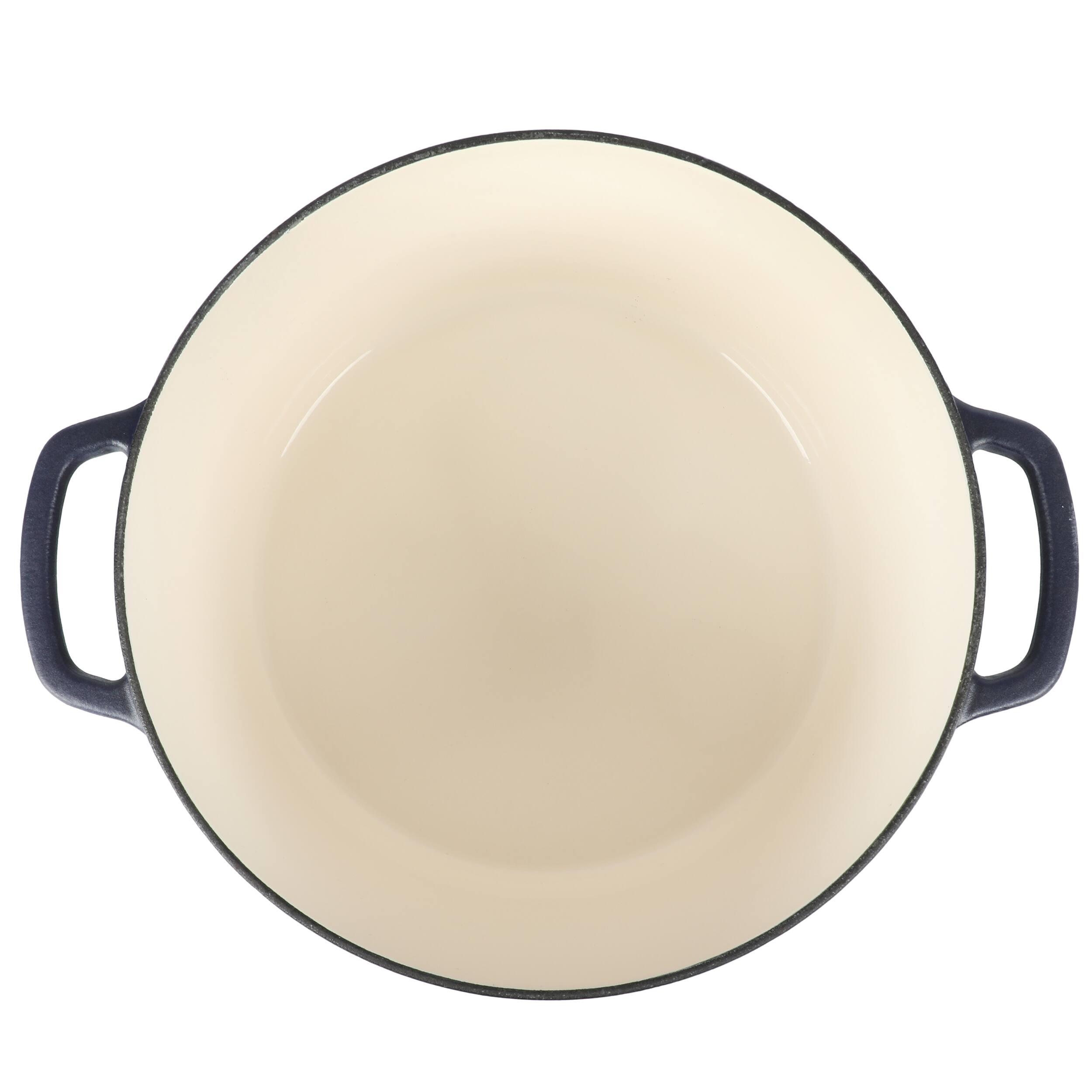 Alt View 4. Gibson - Sur La Table Millau 5.5 Quart Enameled Cast Iron Dutch Oven with Lid in Matte Marine with Rose Gold Knob - Matte Marine.