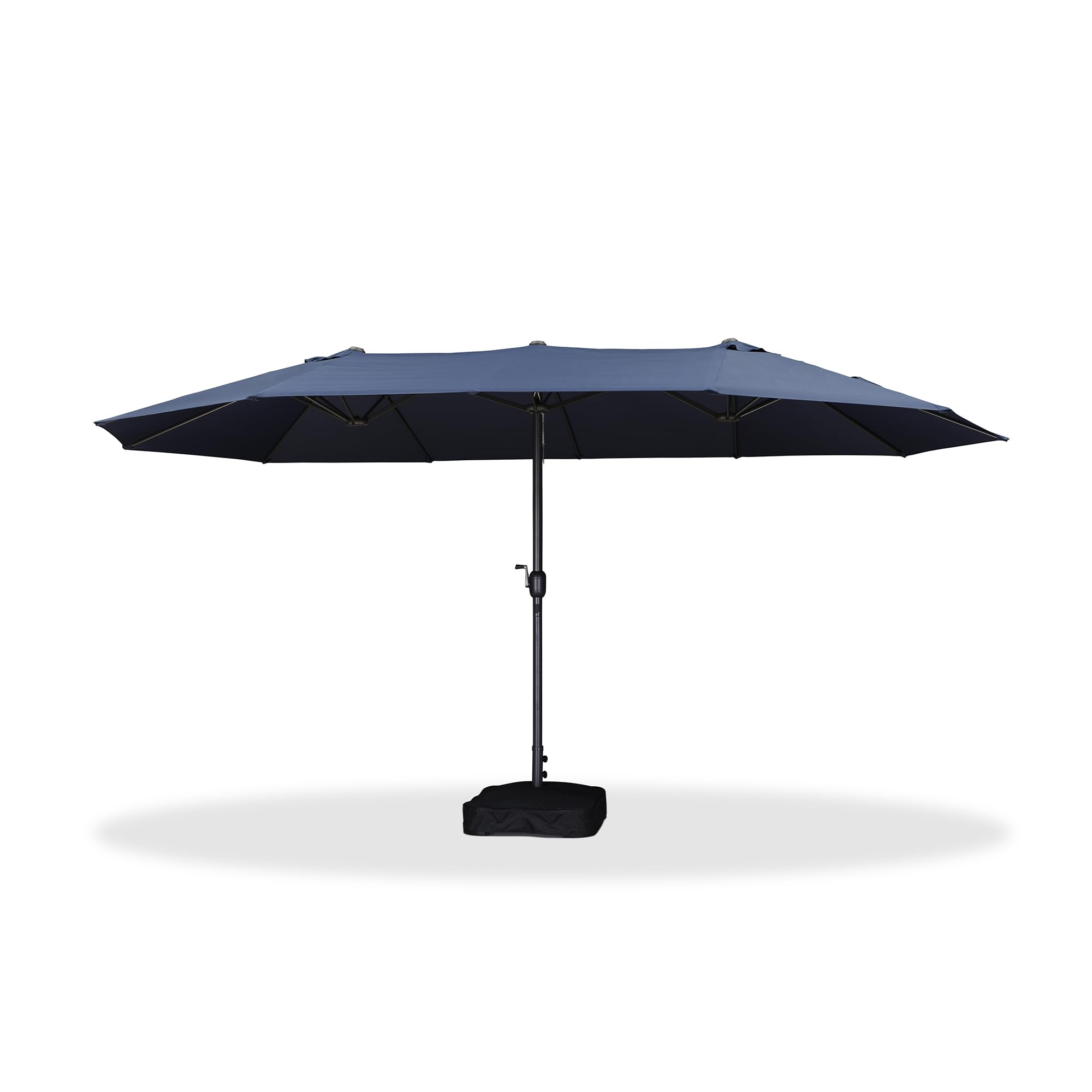 Alt View 7. PURPLE LEAF - 15 ft. Patio Market Umbrella with Base Double-Sided Outdoor Table Sun Umbrellas with Crank for Pool Beach Deck Backyard - Navy Blue.