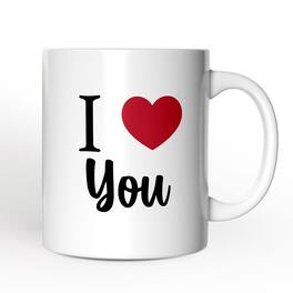 OrnamentallyYou - I Love You Mug, Romantic I Heart You Gift - White