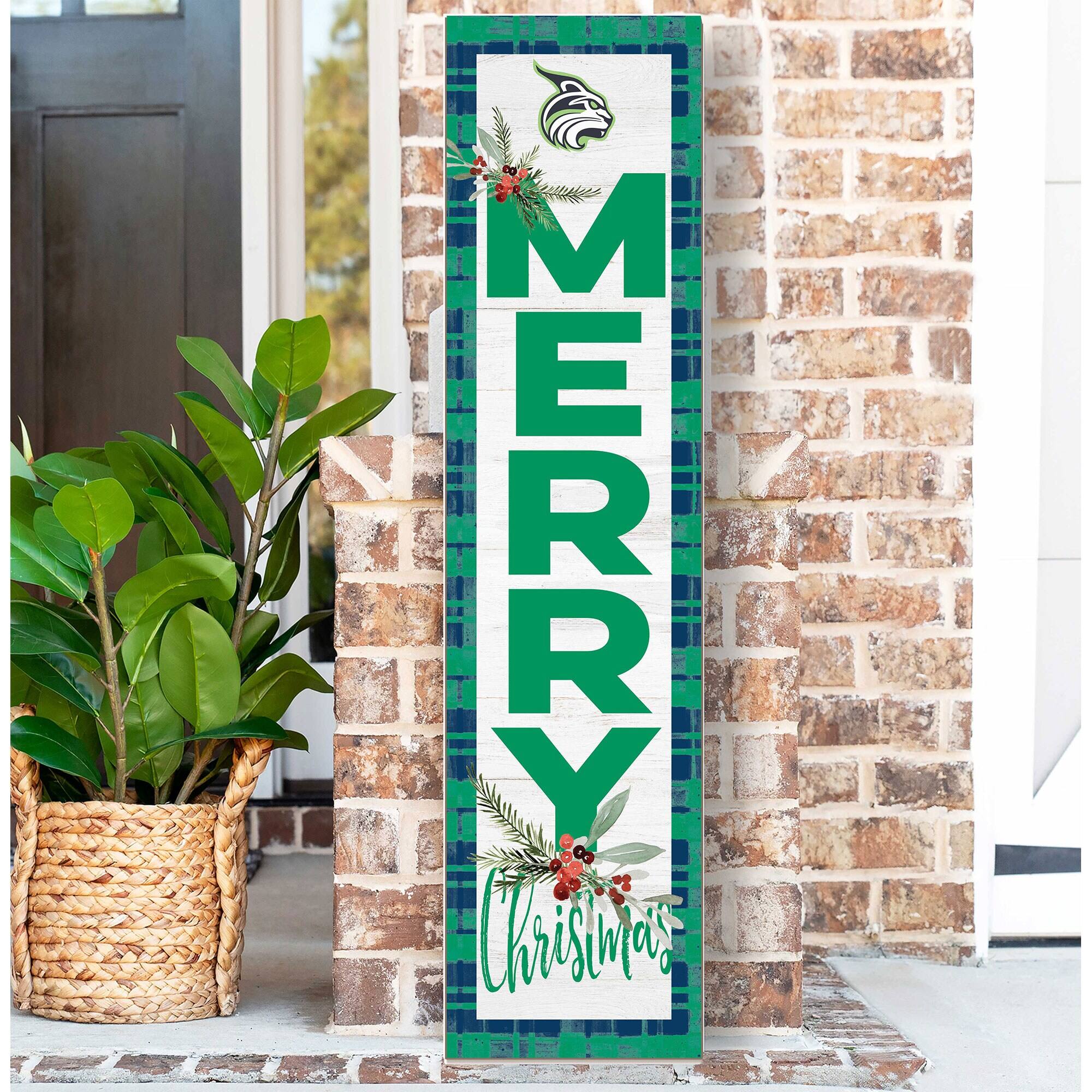 Alt View 1. Jardine - Lesley Lynx 12'' x 48'' Outdoor Merry Christmas Leaner - White.
