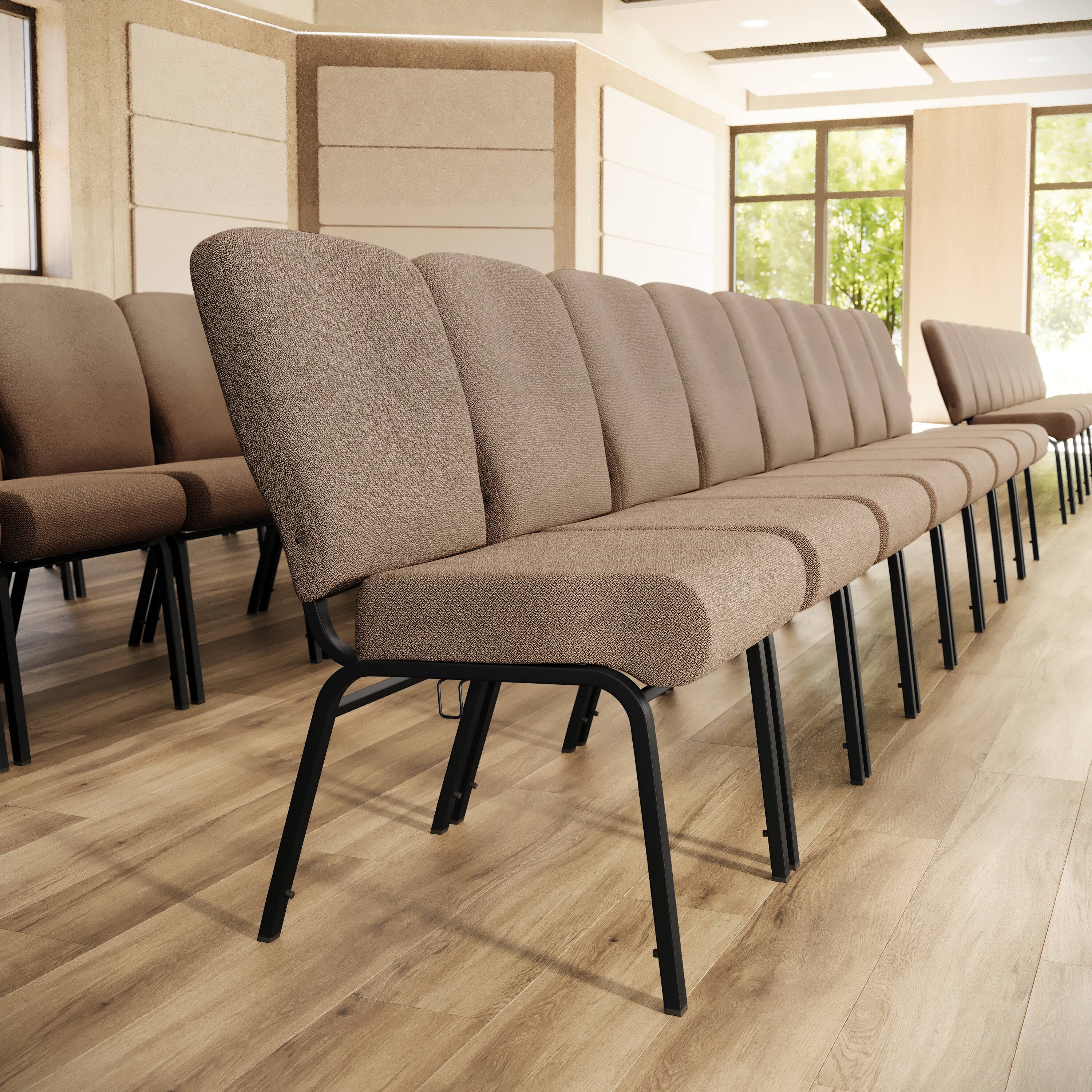 Alt View 1. Emma + Oliver - Signature Elite Church Chair - 20 in. Wide - Tan Speckle Fabric/Black Frame.