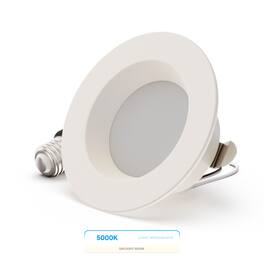Infibrite - 4 In. Retrofit 5000K Daylight Integrated LED Recessed Light Kit 9W 750LM Remodel, Dimmable, Wet Rated - White