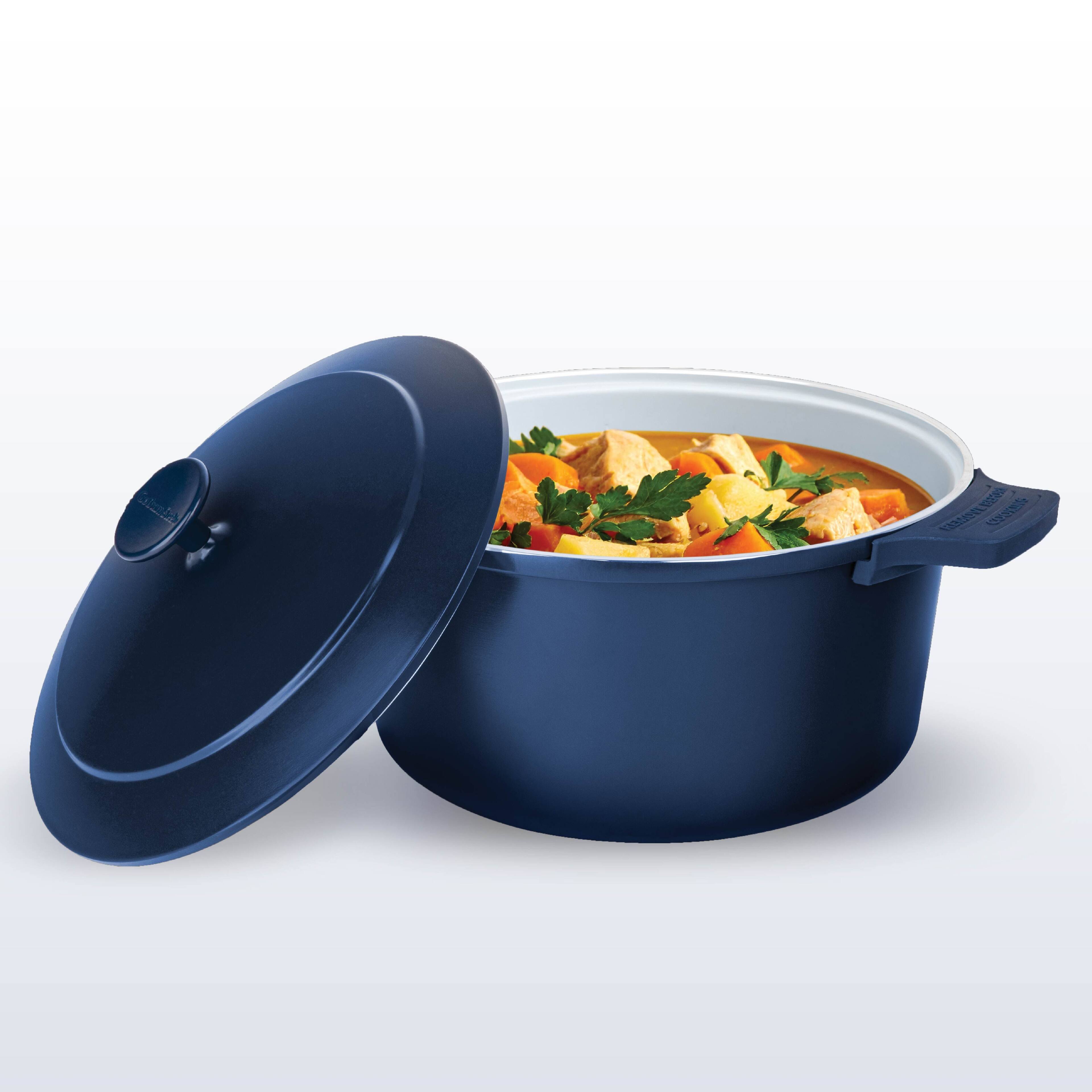 Front. Gotham Steel - Gotham Steel 5 Quart Nonstick Lightweight Dutch Oven with Self Basting Lid - Navy.