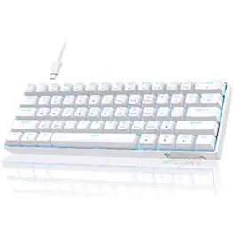Cozy Serene - 60 Mechanical Dk61se Wired Gaming With Red Switches Led Backlit Ultra-compact 61 Keys Mini Office For Windows Laptop - White-Brown Switch