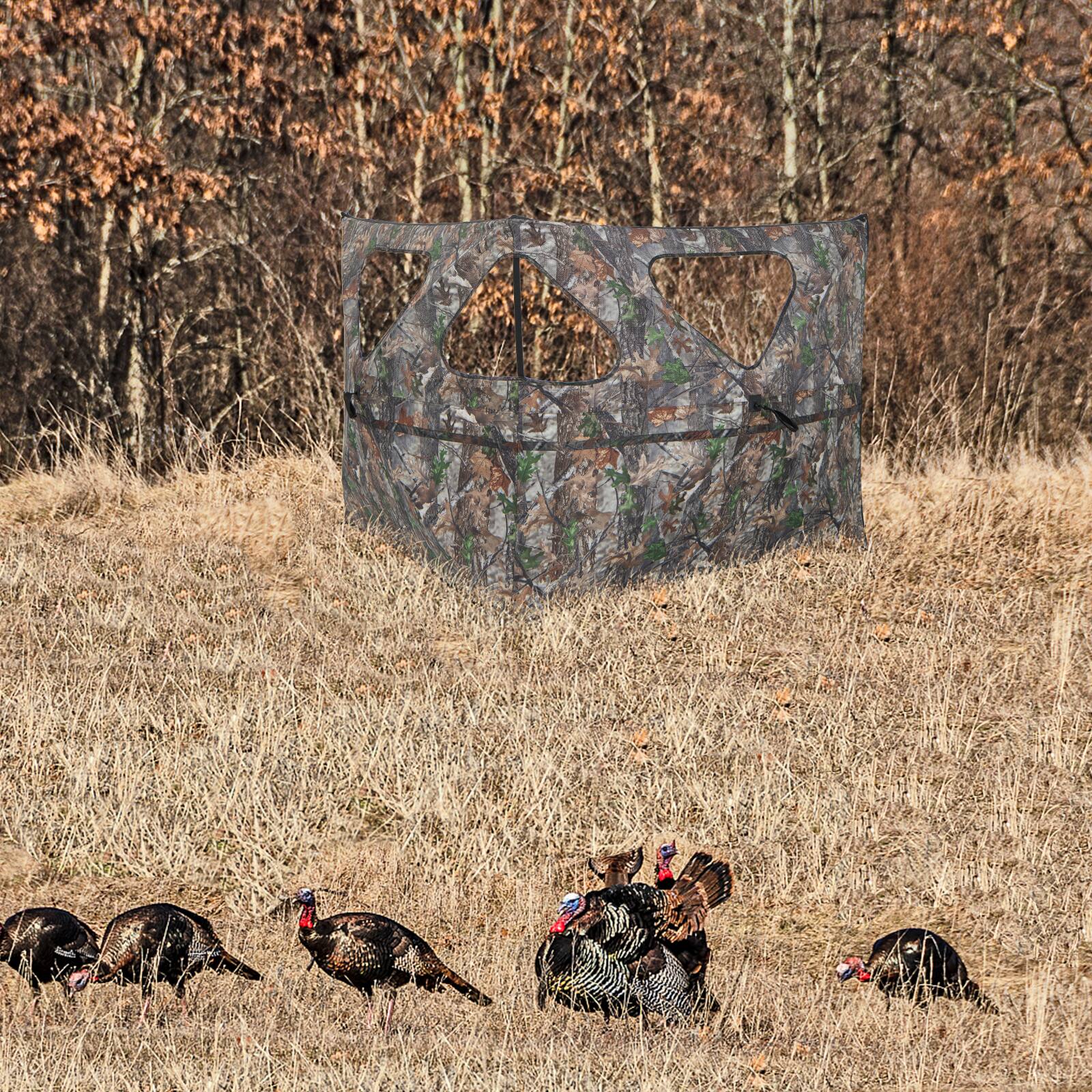 Alt View 1. Costway - Costway Turkey Hunting Ground Blind 2-Panel Pop Up Fence with 3 Shoot Through Ports - Camouflage.