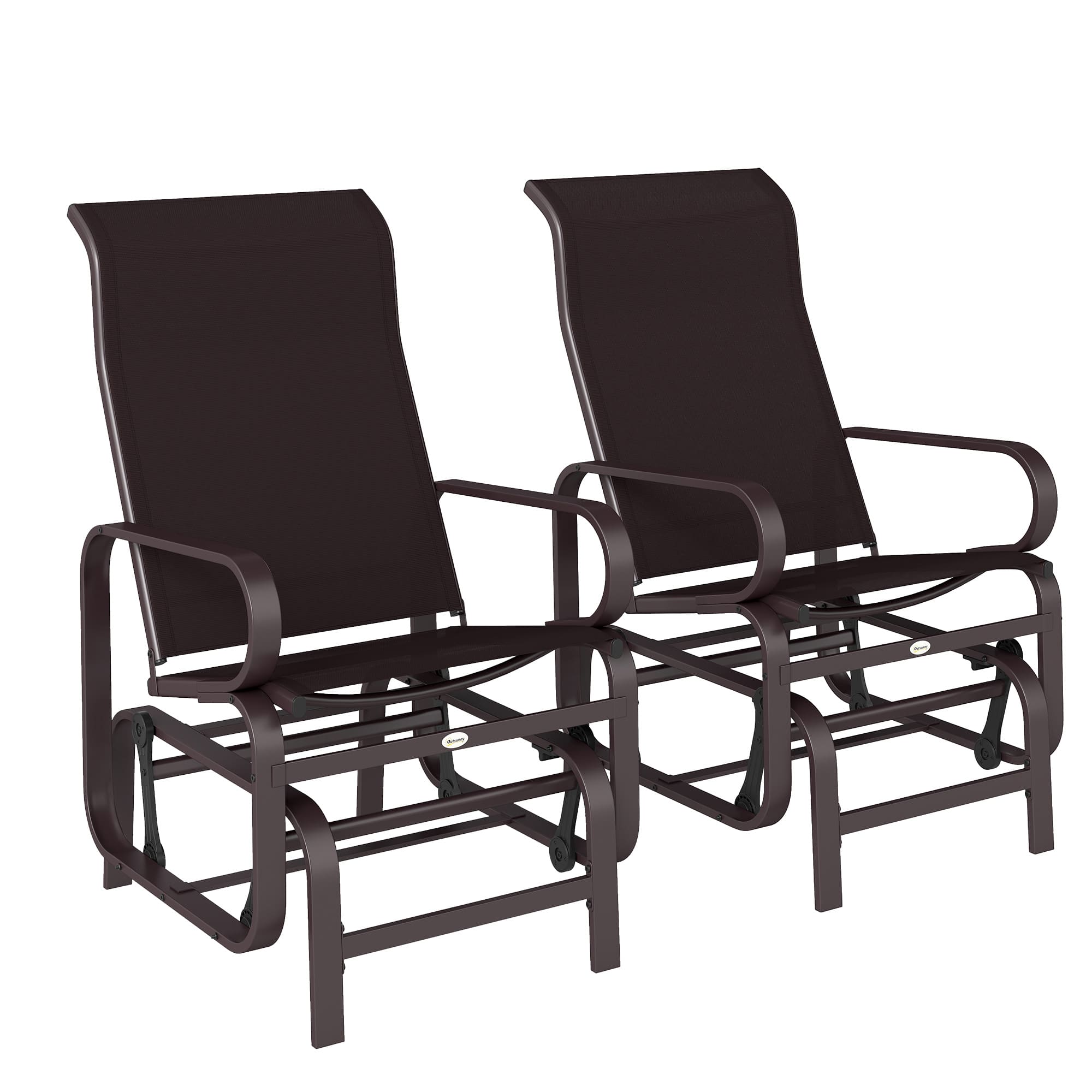 Outsunny - Outdoor Glider Chair Set of 2, Gliders for Outside Patio with Smooth Rocking Mechanism and Lightweight Construction - Brown