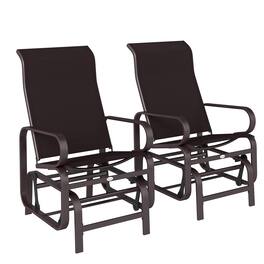 Outsunny - Outdoor Glider Chair Set of 2, Gliders for Outside Patio with Smooth Rocking Mechanism and Lightweight Construction - Brown