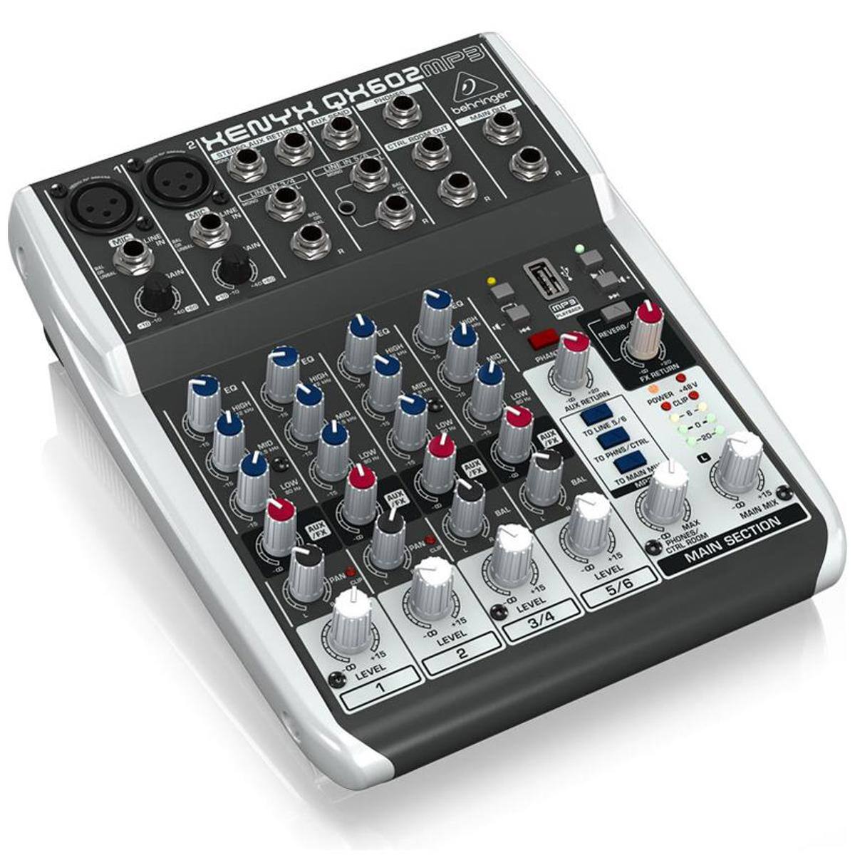 MPB SOAXQ PH behringer MO XENYX QX602 SU PUK MT FLO 2 ST PI CRRC UL CUOD INE IN MIa LINE SAIN SAIN I - do mPa - WIGH EG REVERB/ HIGH EQ NO PHAN IGH - FX RETURN EO MNO - LOW -- RETURN POWER CLIP HIGH BAZK T MID S/ E LOW LINE AUX TO 20- MID FFK CTRL LOW TO PHN AUX FFX MAIN - LOW BAL TO Mi F AUR -75 FK -t MIX BAL MAIN ALX MAX SECTION FFX 8 PAN CTRL ROOM CTR MAIN +15 - LEVEL PAN +15 5/6 8 LEVEL +15 3/4  LEVEL +15 2 8 LEVEL 1