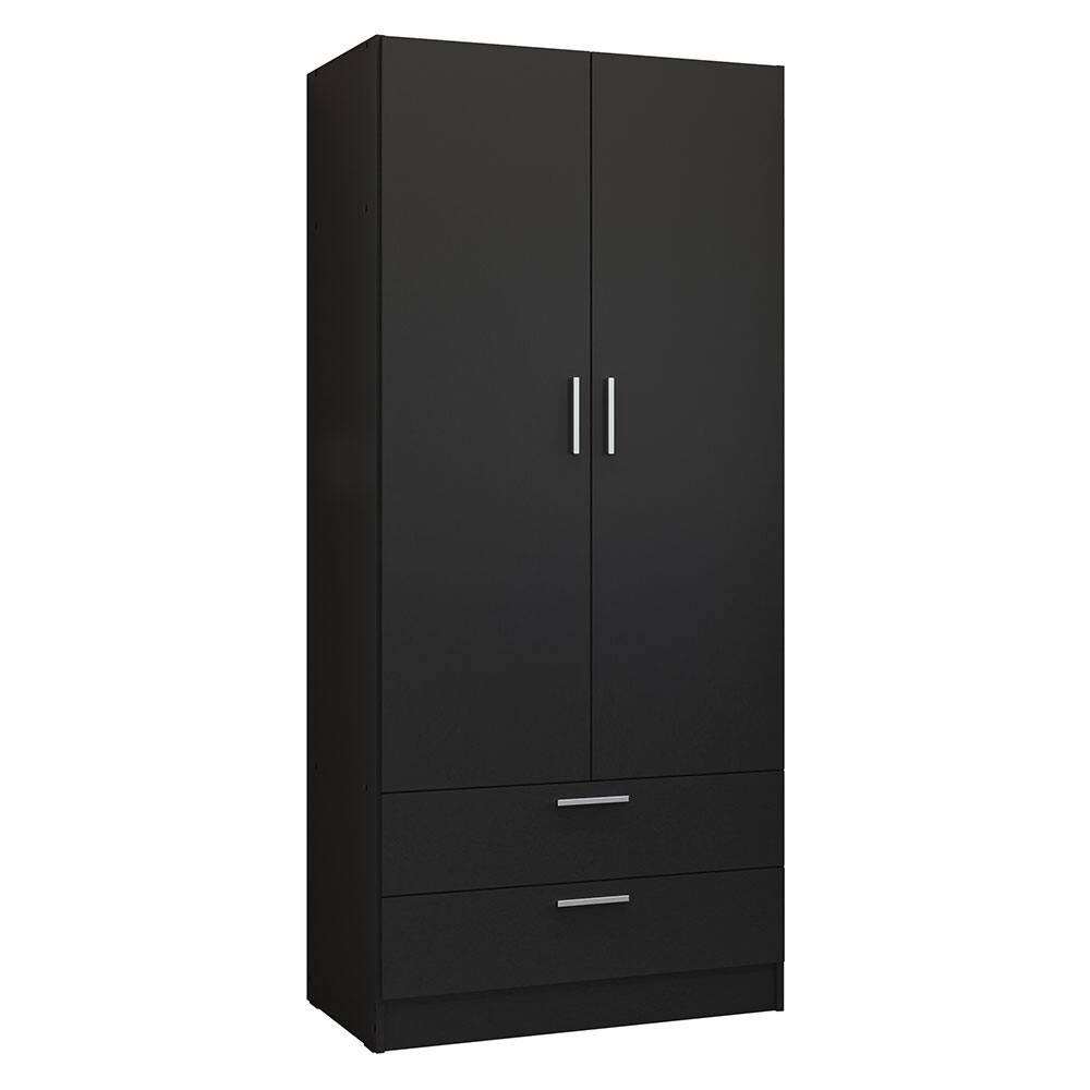 Angle. Madesa - Madesa Kitchen Pantry Storage Cabinet with 2 Doors, 2 Drawers, Ample Shelf and Hanging Space 31 Inch - Black - Black.