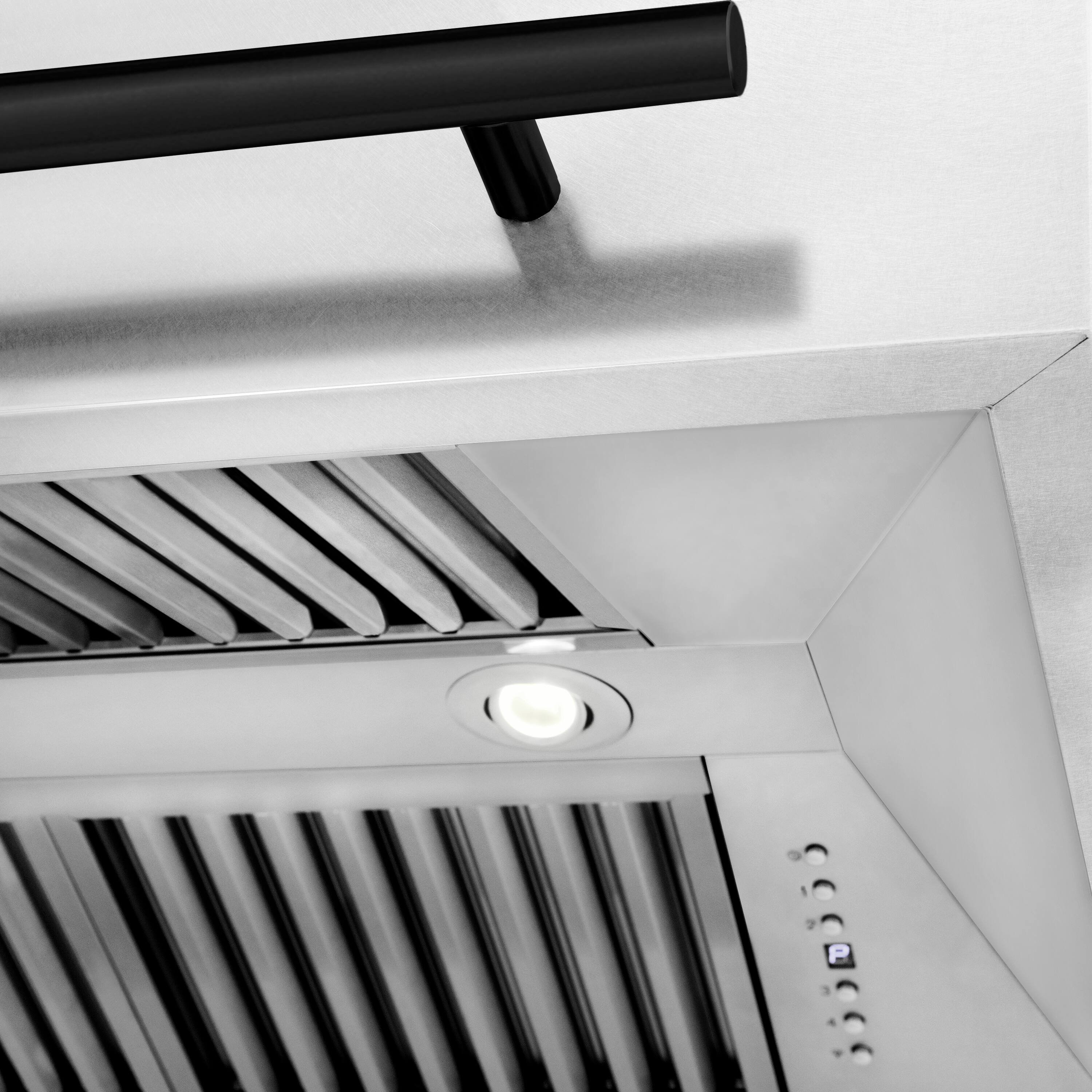 Alt View 3. ZLINE - ZLINE Autograph Edition 30 in. Satin Stainless Steel Wall Mount Range Hood with White Matte Shell and Matte Black Handle - Satin Stainless Steel with White Matte Shell.