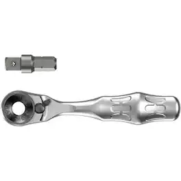 Wera - 8001 A Zyklop Mini 1 Bit Ratchet ¼" SB with ¼" Drive, 2 Pieces - Silver