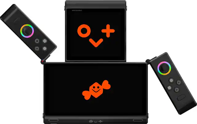 Front. OneXplayer - OneXPlayer Sugar 1 Gen3 Dual-Screen Transforming Handheld Game Console - Black.