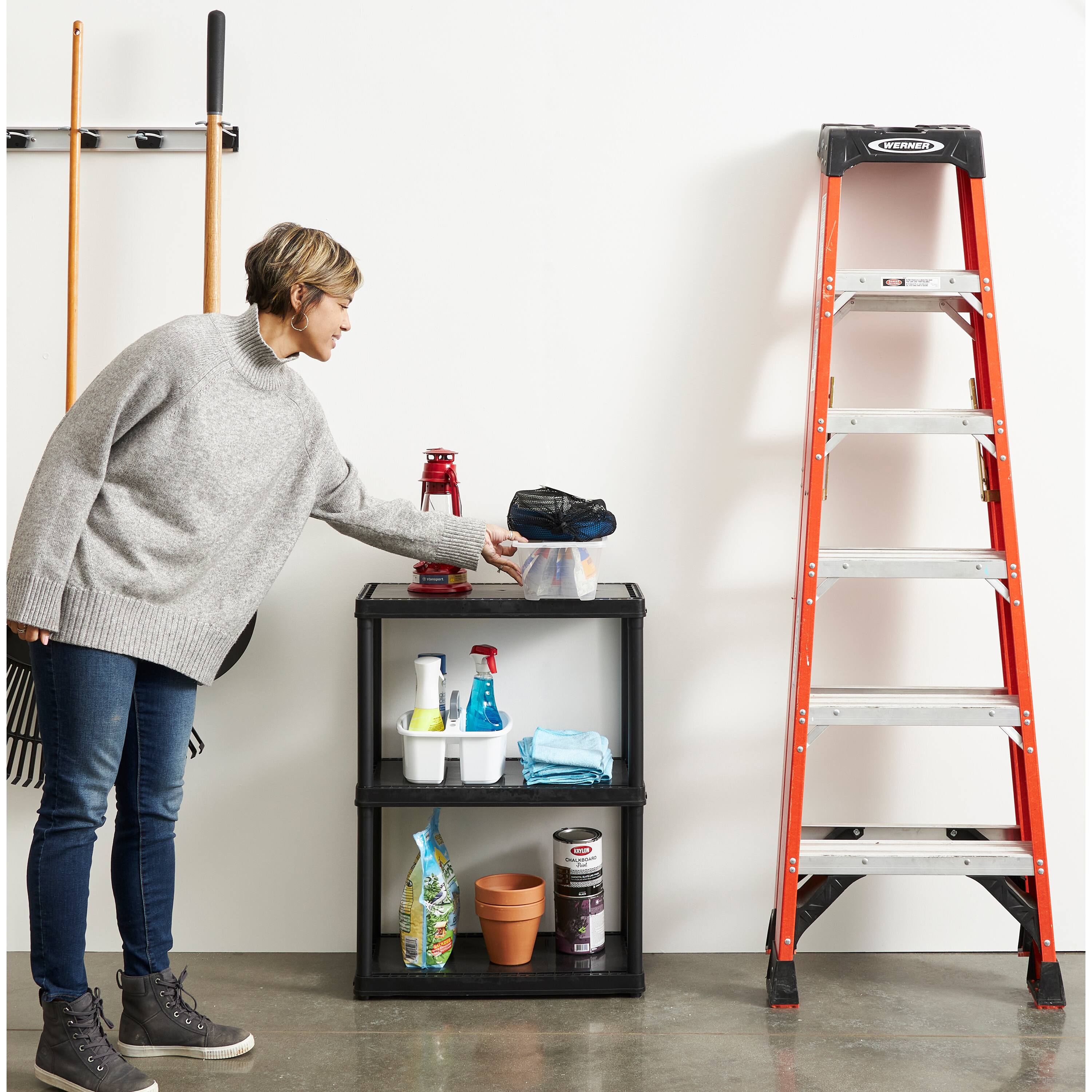 Alt View 2. Gracious Living - Gracious Living 3 Shelf Fixed Height Solid Light Duty Home Storage Unit, Black - 3 Shelf - Black.