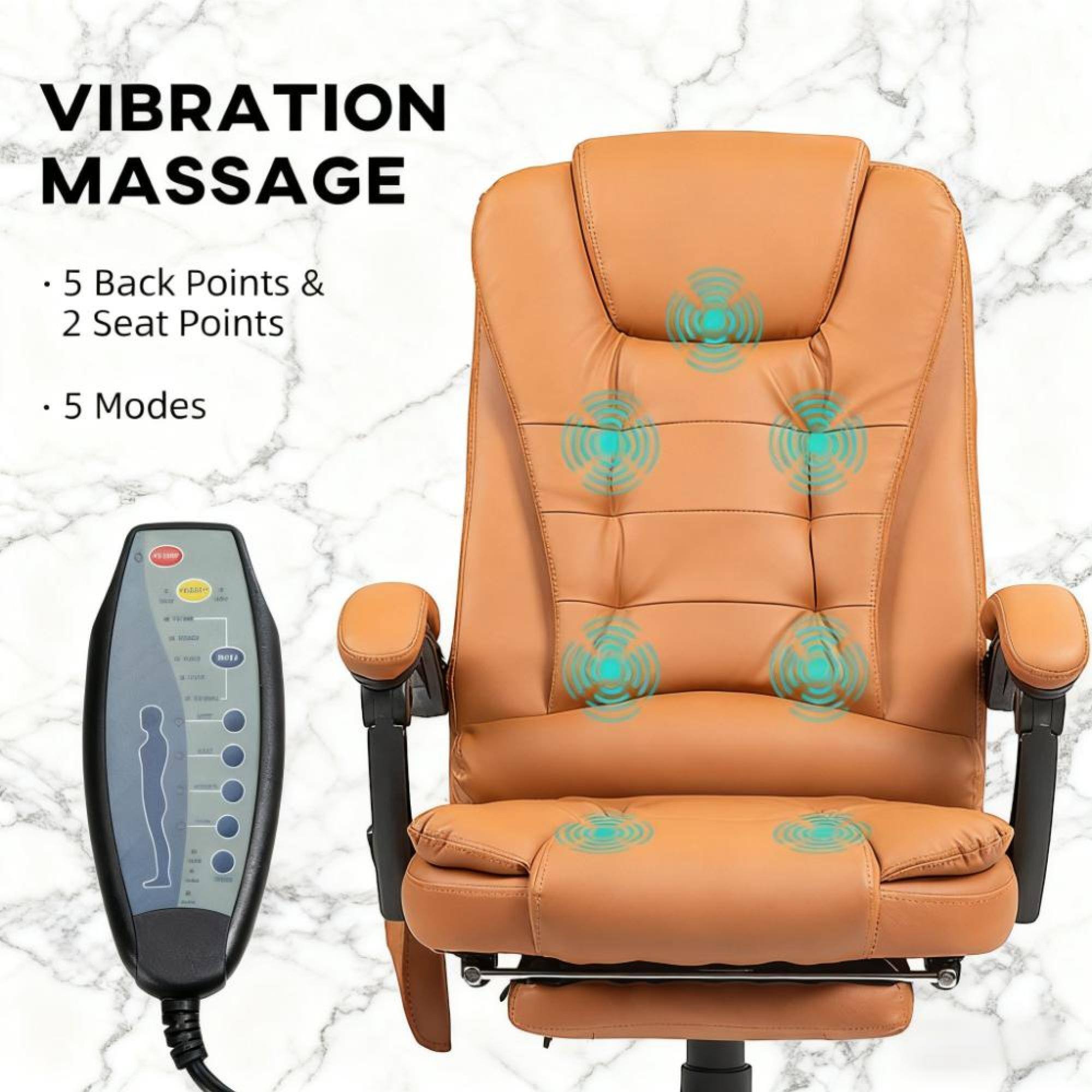 VIBRATION MASSAGE

- 5 Back Points & 2 Seat Points
- 5 Modes