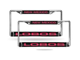 Rico Industries - New Mexico Lobos Chrome Metal Laser Cut License Plate Frame - Set of Two Frames - Multi