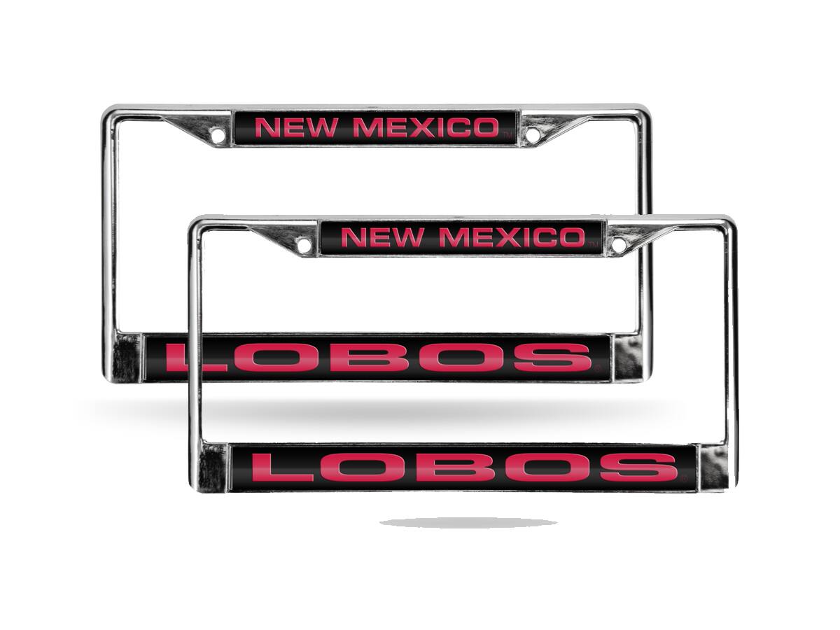 New Mexico Lobos Chrome Metal Laser Cut License Plate Frame - Set of Two Frames