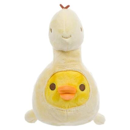 Front. Rilakkuma - Kiiroitori San-X Original: Plays with Dino Series Plush - Pastel Yellow.